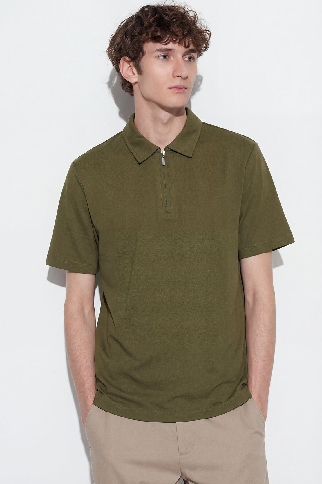 KOKO Modal Roma Half Zip Polo – Olive