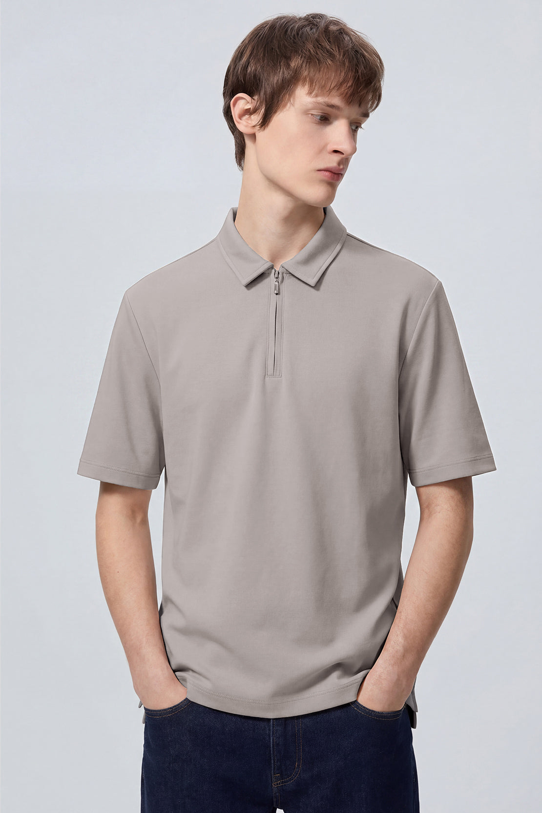 KOKO Modal Half Zip Polo – Grey