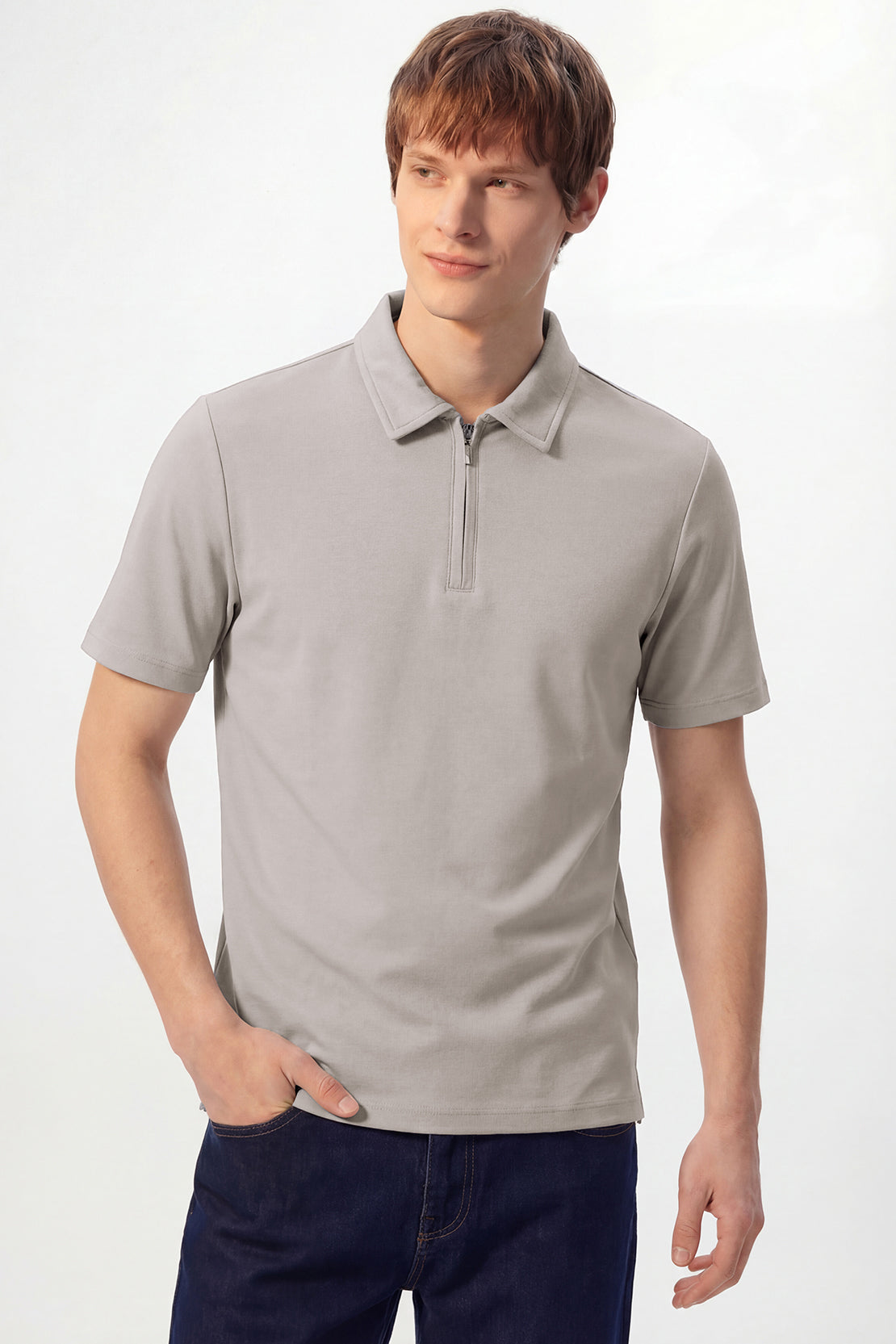 KOKO Modal Half Zip Polo – Grey