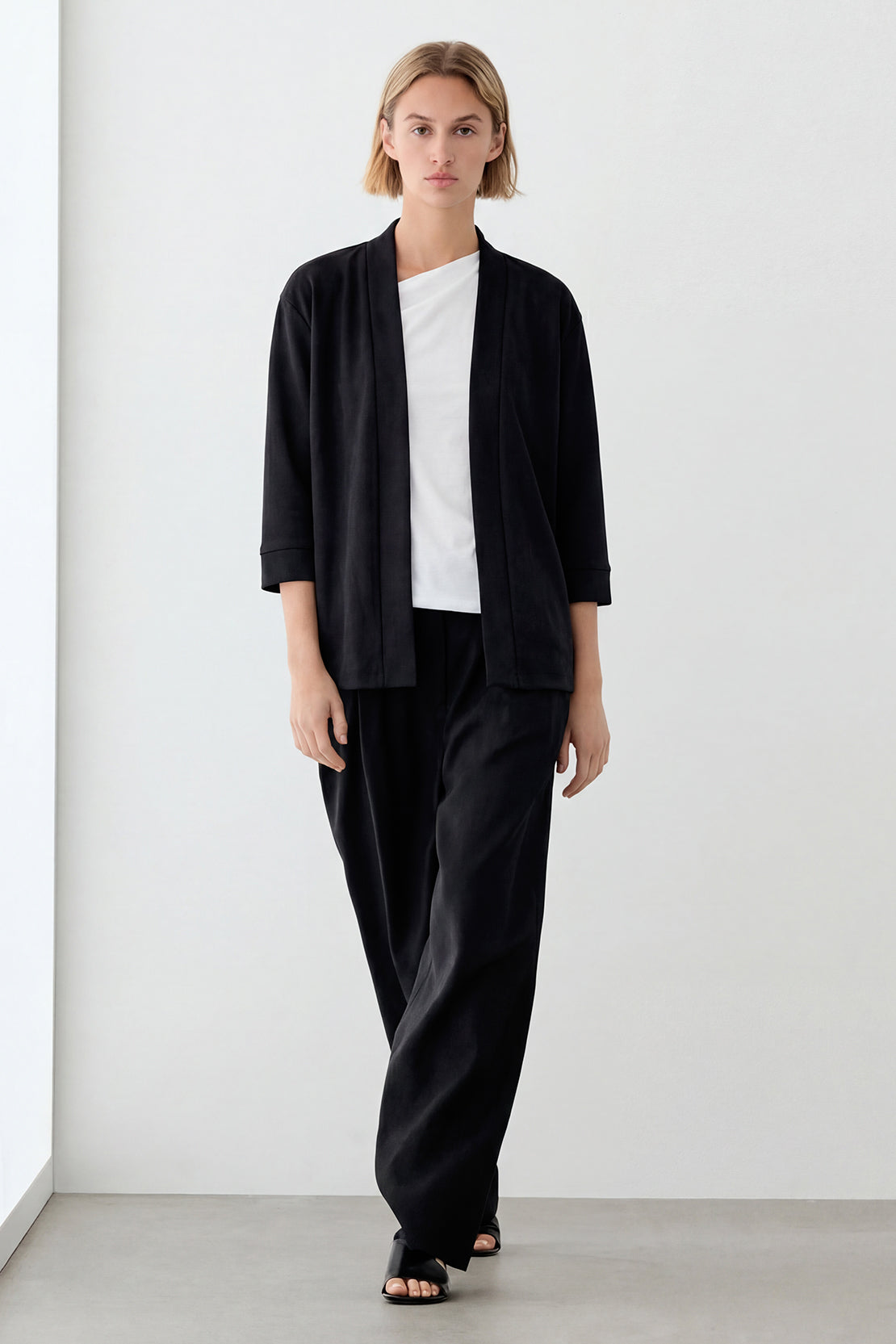 KOKO Suede Open-Front Wrap - Black & Camel