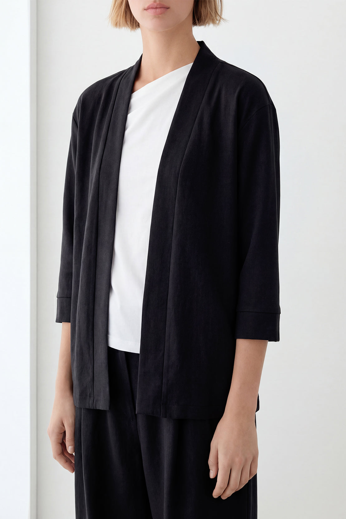 KOKO Suede Open-Front Wrap - Black & Camel