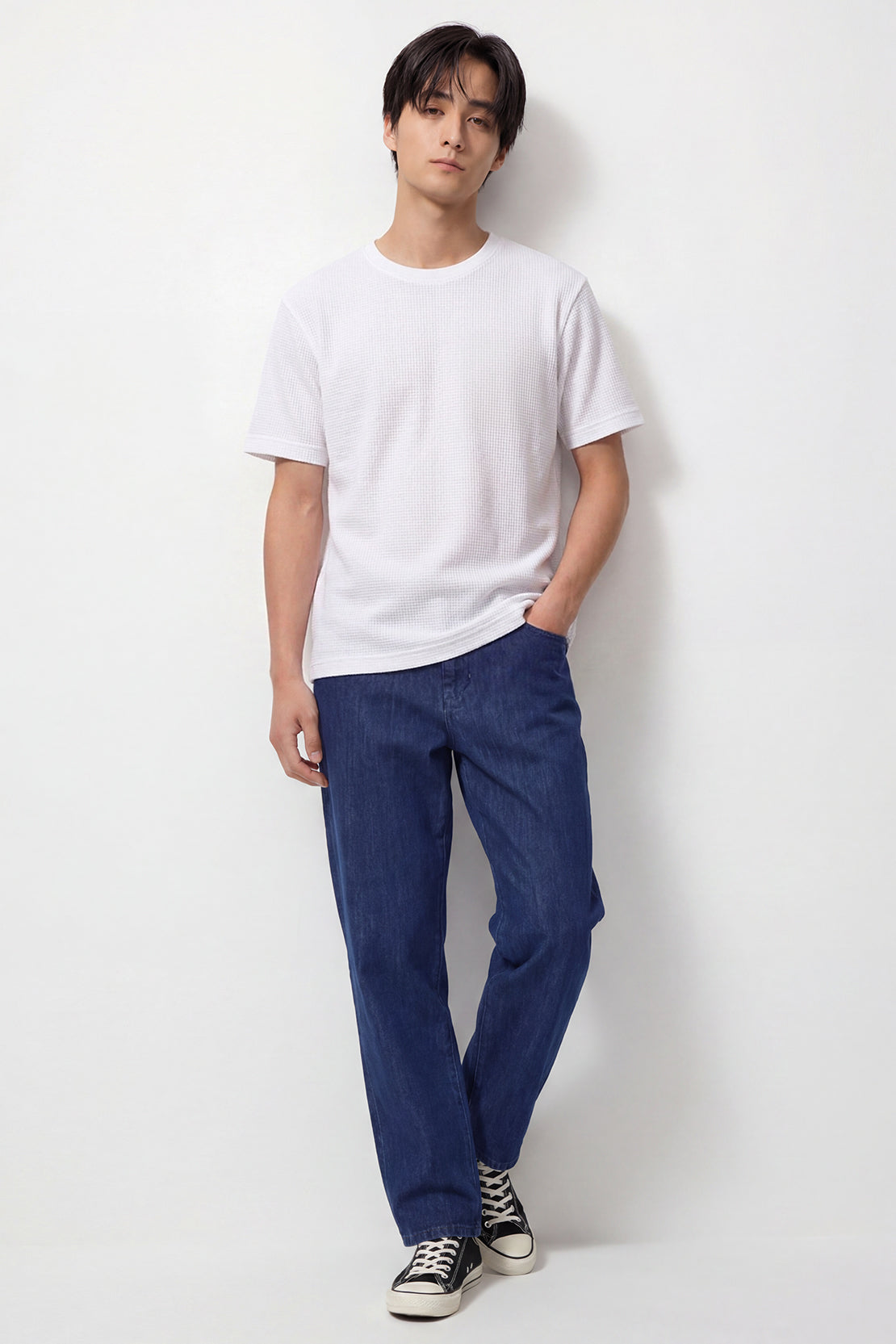 KOKO Knitted Mesh Crew Neck T-Shirt - White, Black, Navy, Blue, Grey & Jet Black