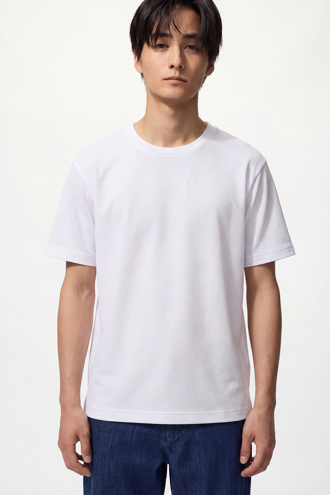 KOKO Knitted Mesh Crew Neck T-Shirt - White, Black, Navy, Blue, Grey & Jet Black