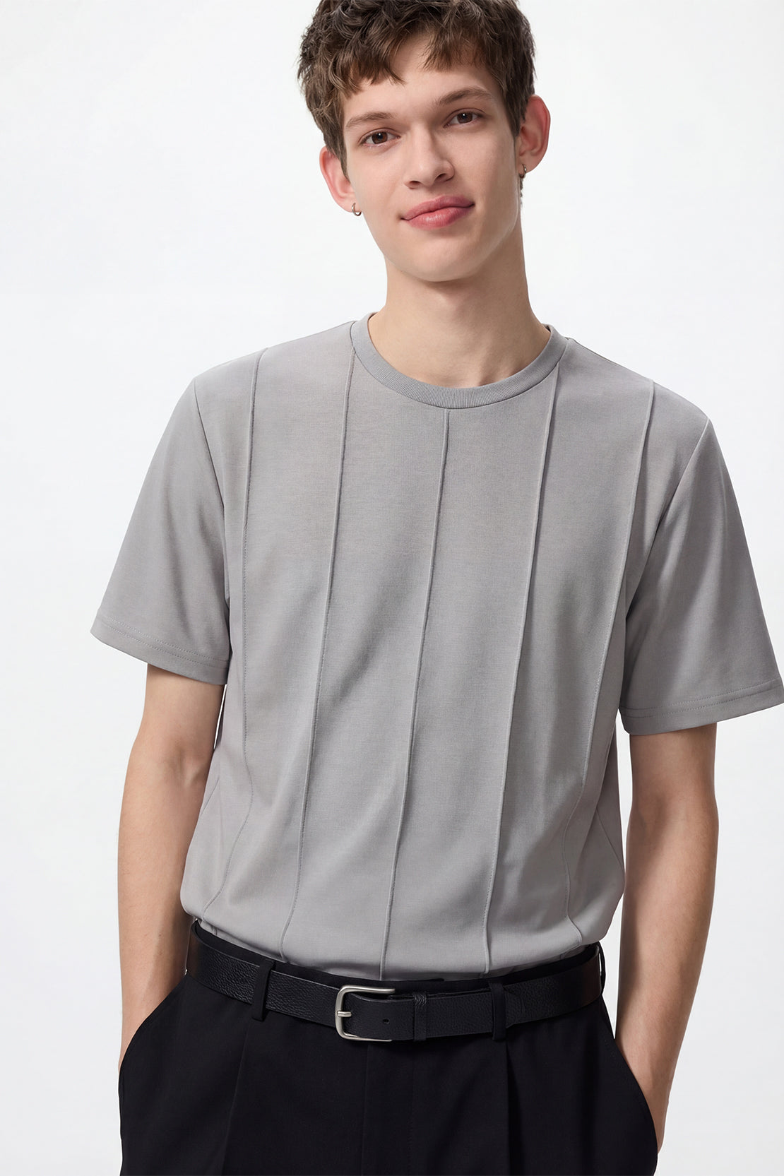 KOKO Modal Seam Detail T-Shirt – Soft Grey