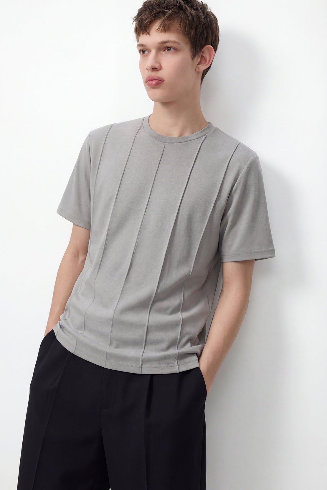 KOKO Modal Seam Detail T-Shirt – Soft Grey