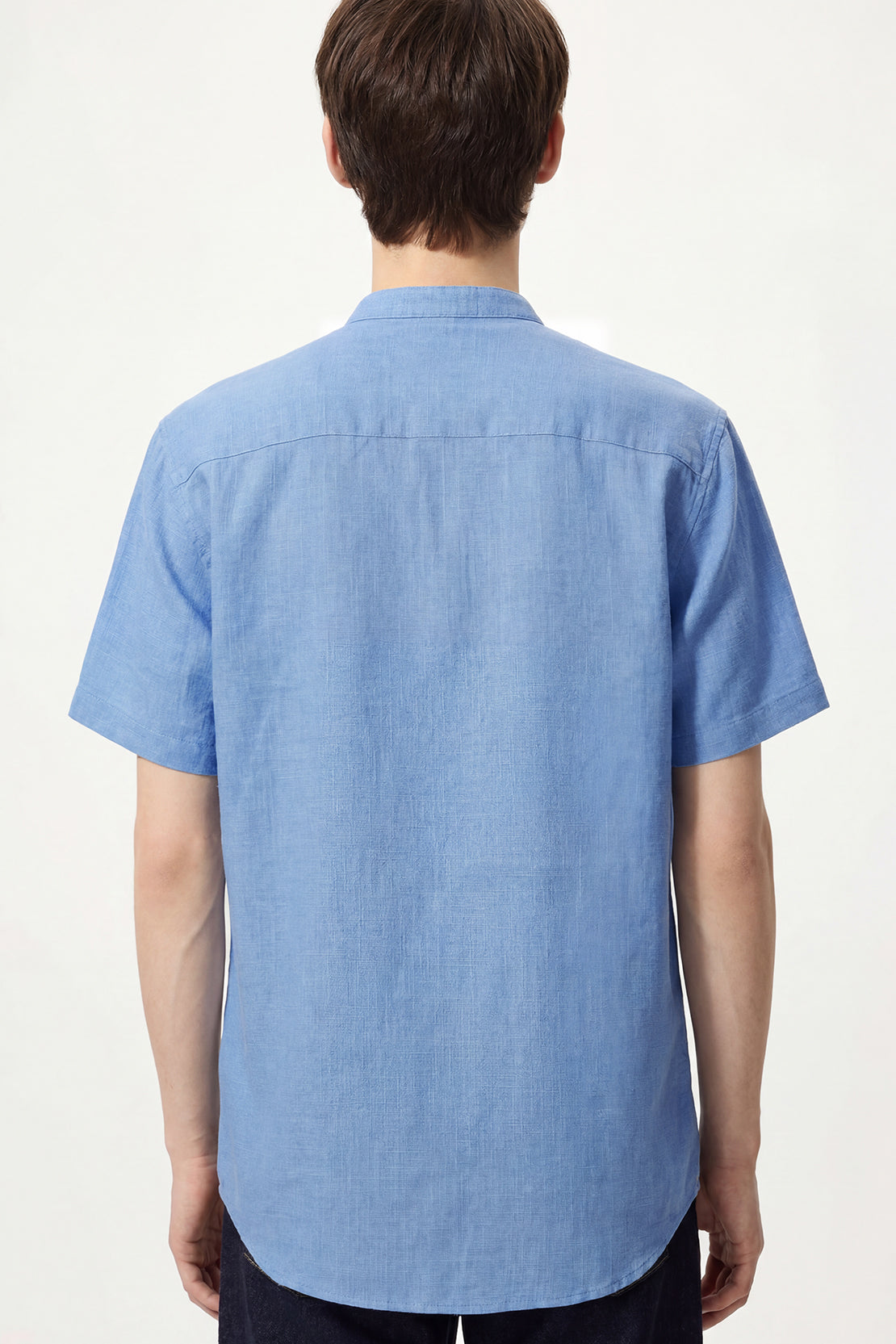 KOKO Structured Linen Henley Neck T-Shirt - Blue Breeze