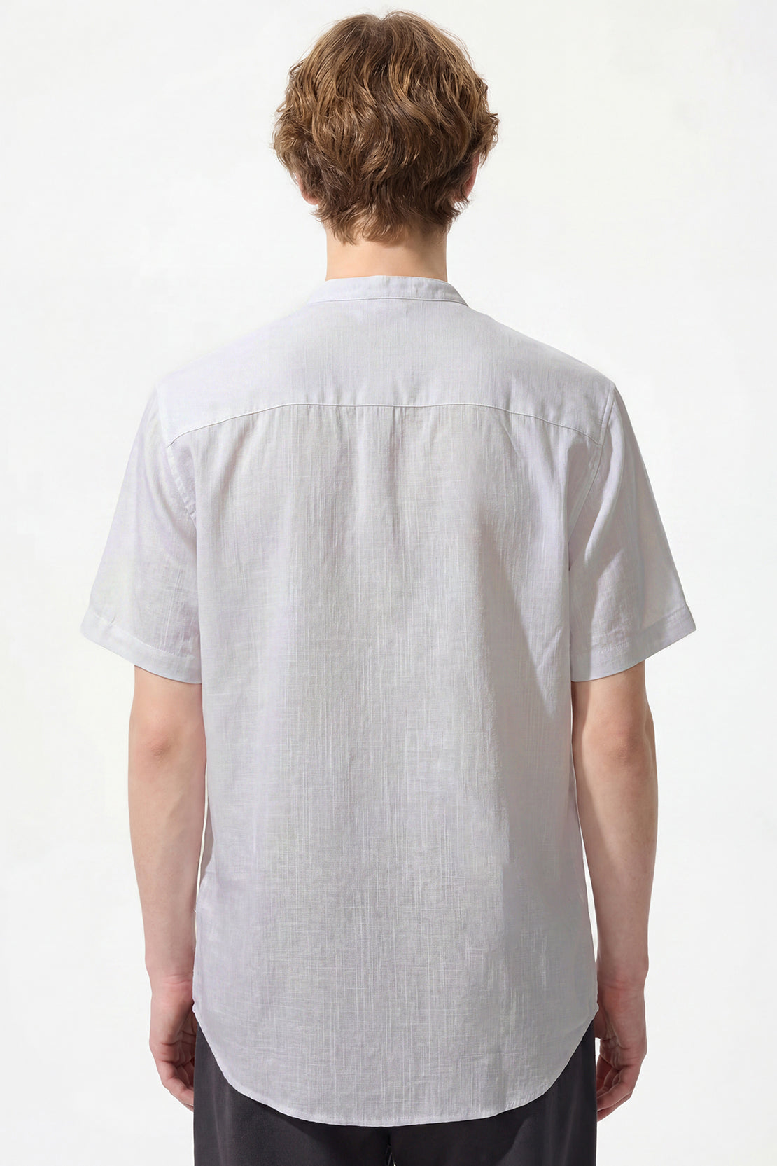 KOKO Structured Linen Henley Neck T-Shirt – White