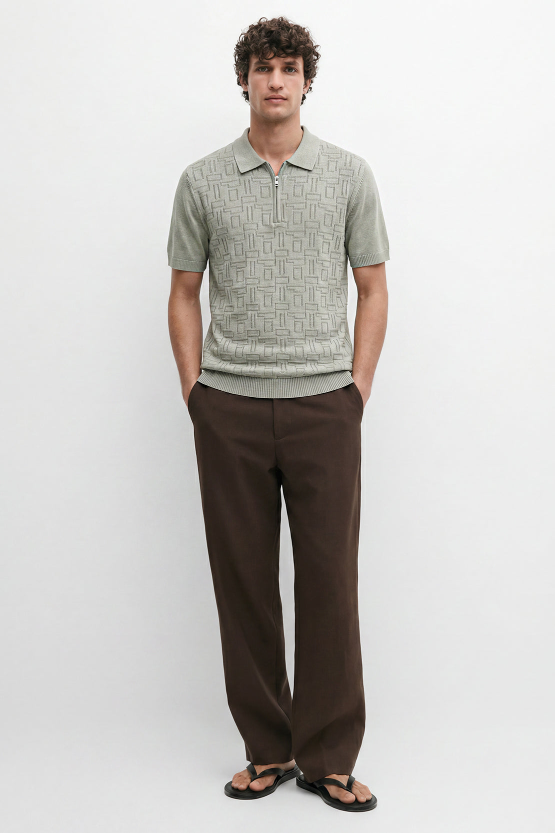 KOKO Core Knit Half-Zip Polo – Green