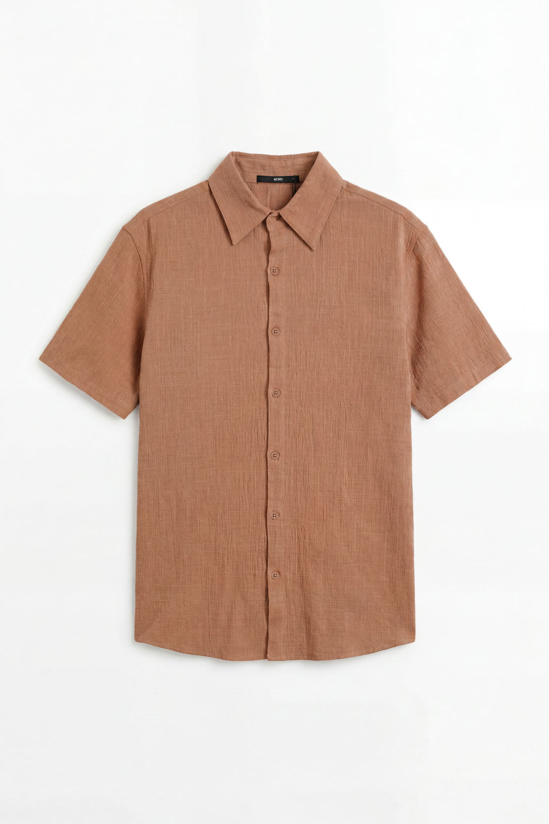 KOKO Linen Blend Button-Down Shirt – Coffee Brown