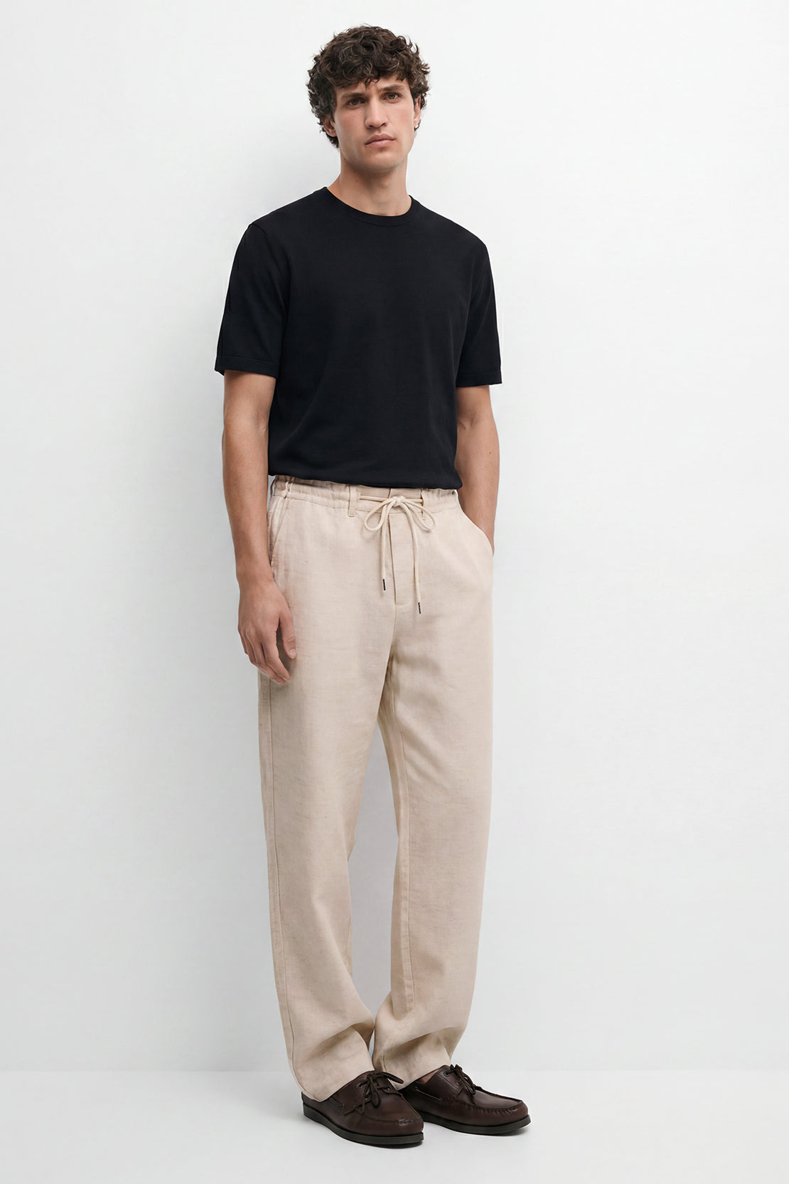 KOKO Linen Blend Straight Fit Pants – beige
