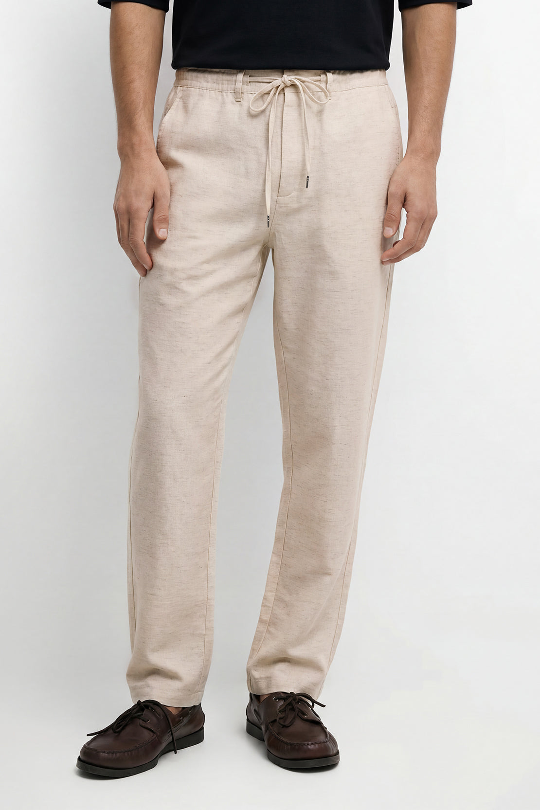 KOKO Linen Blend Straight Fit Pants – beige
