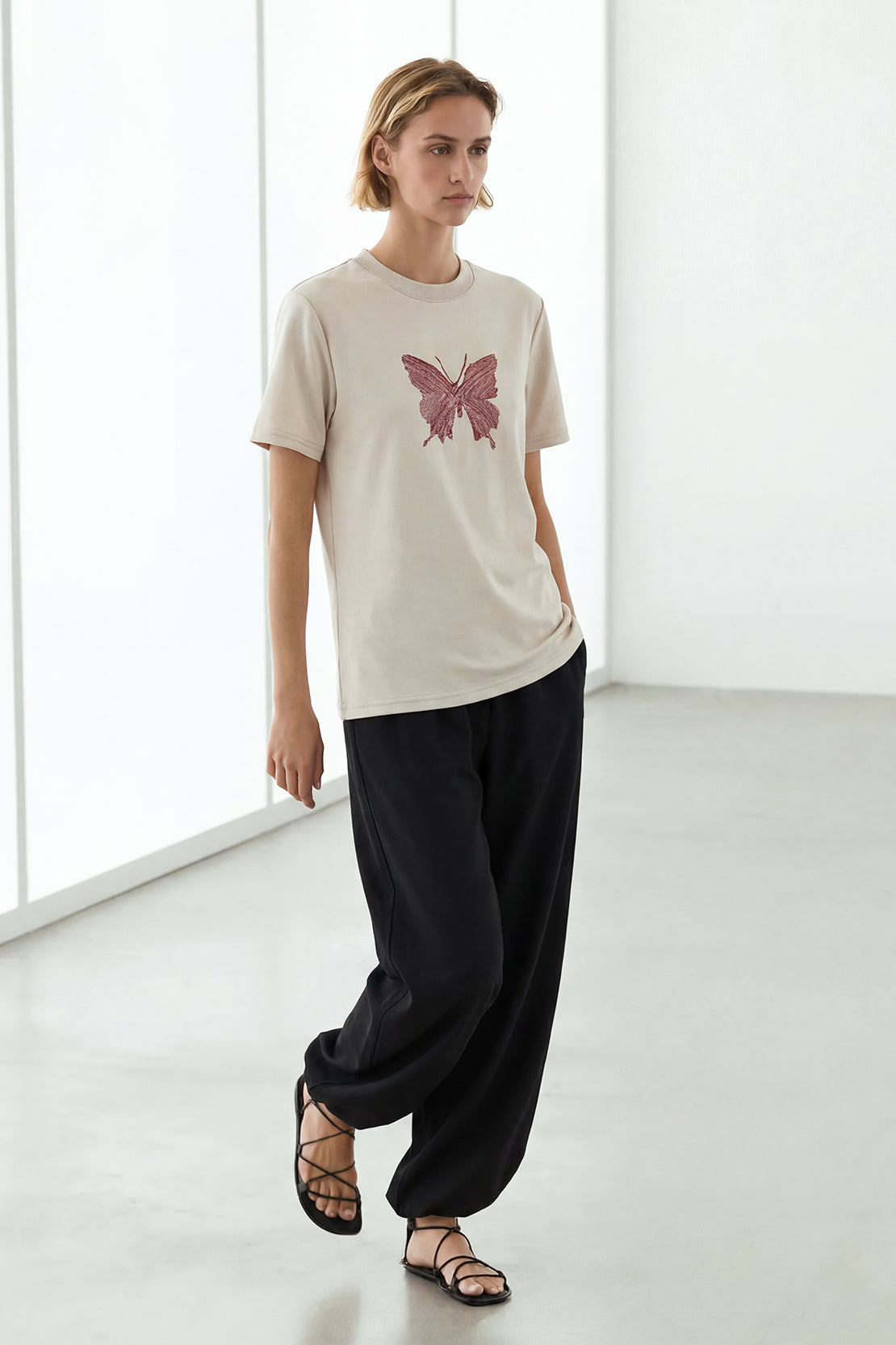 KOKO Lulu Touch Embroidered Tee – Apricot