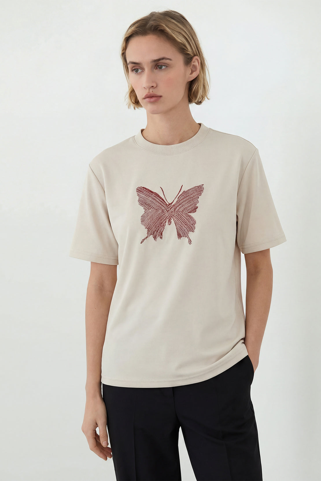 KOKO Lulu Touch Embroidered Tee – Apricot