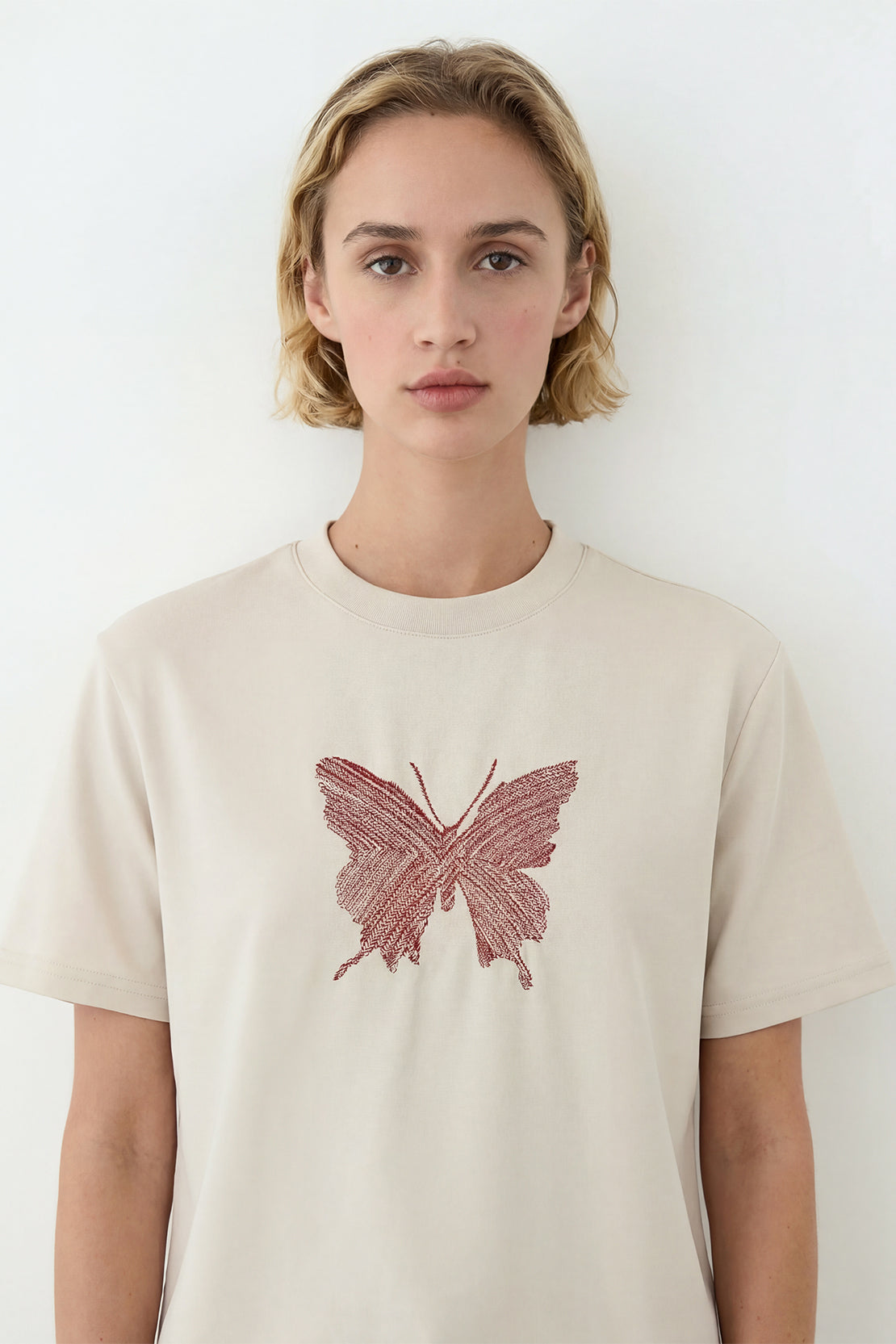 KOKO Lulu Touch Embroidered Tee – Apricot
