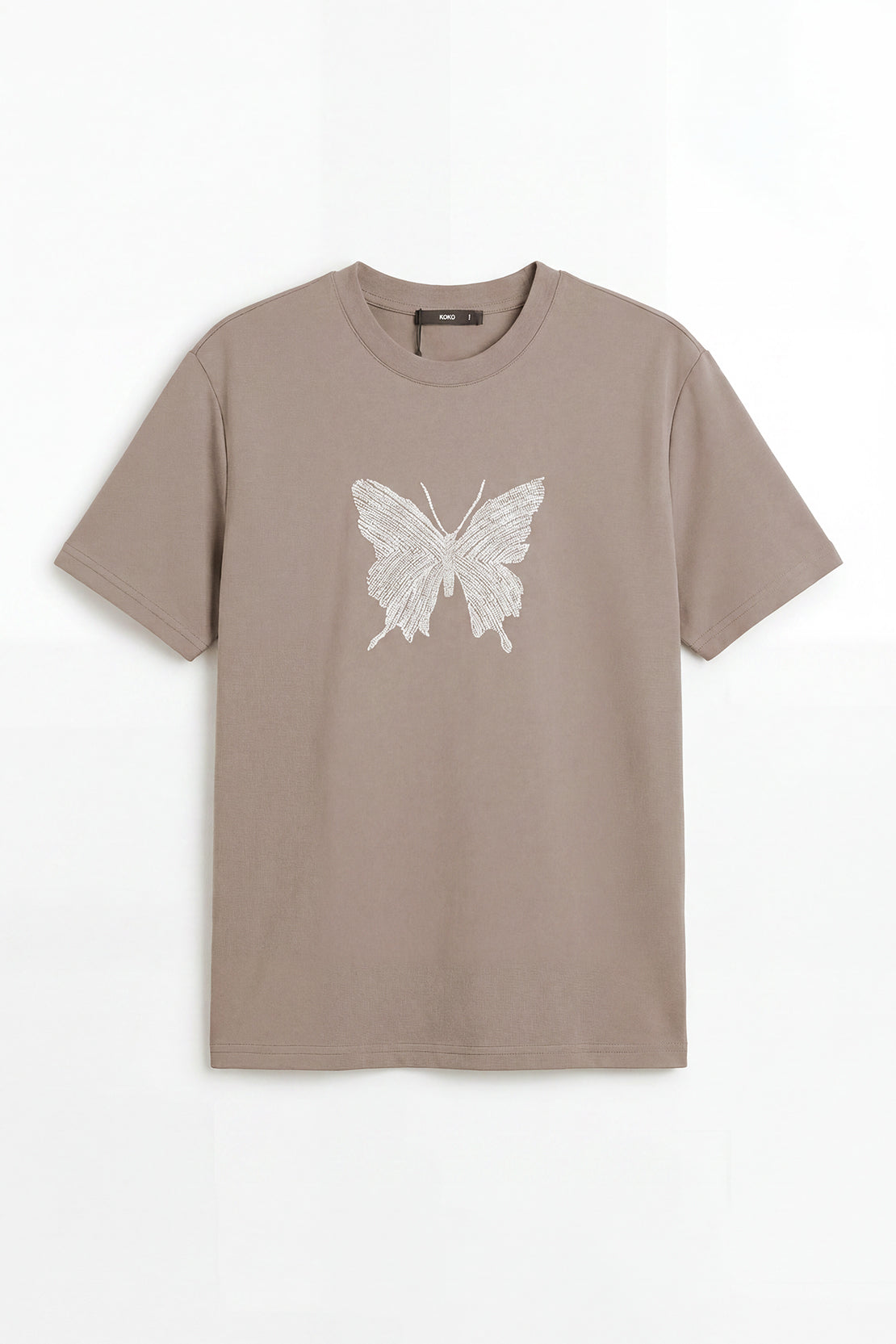 KOKO Lulu Touch Embroidered Tee – Light Coffee