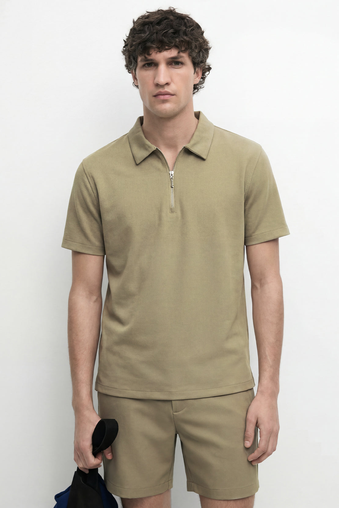 KOKO Modern Weave Half-Zip Polo – Army Green