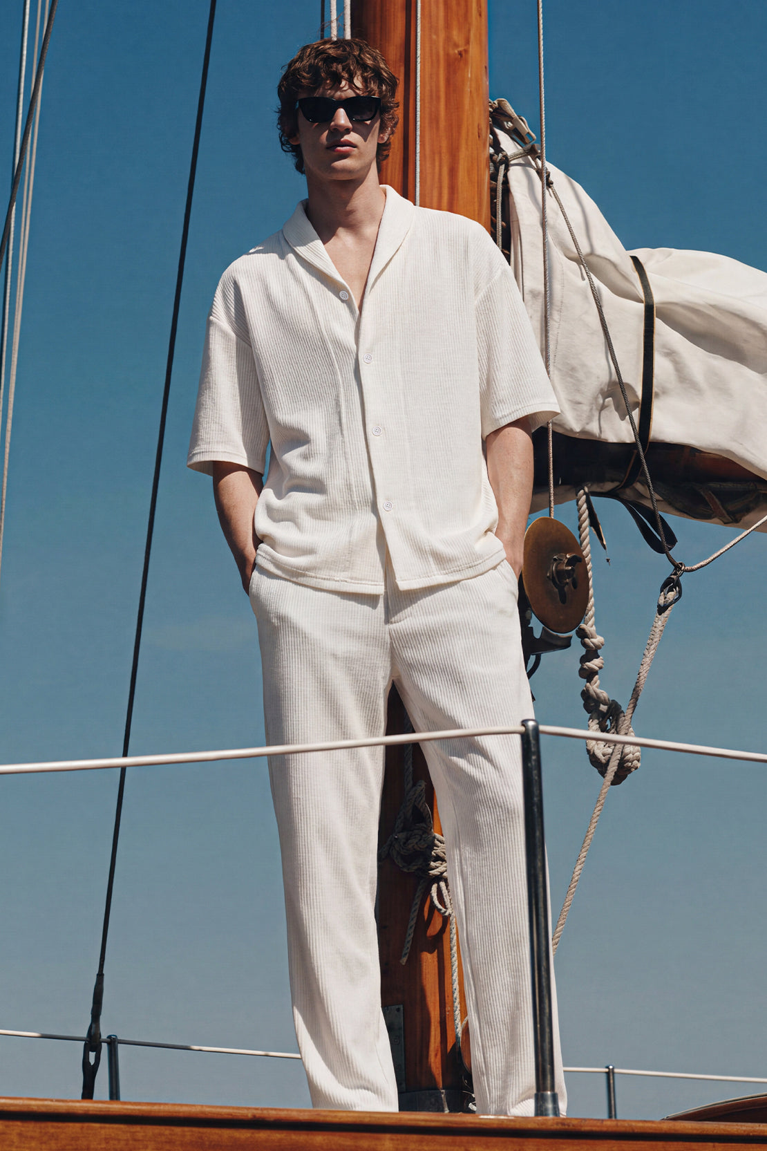 KOKO Craft Knit Relaxed Co-Ord Shirt – White