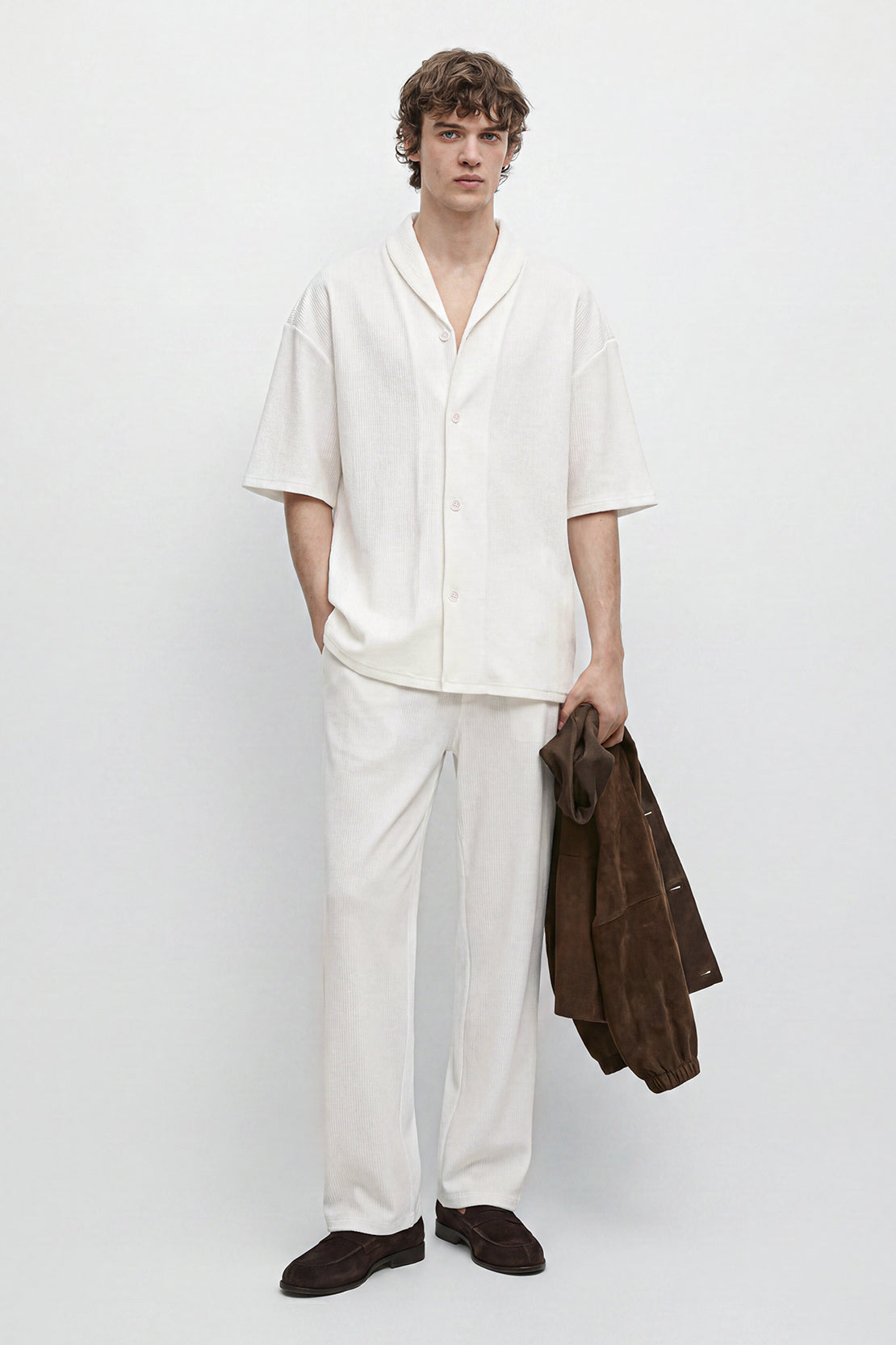 KOKO Craft Knit Relaxed Co-Ord Shirt – White