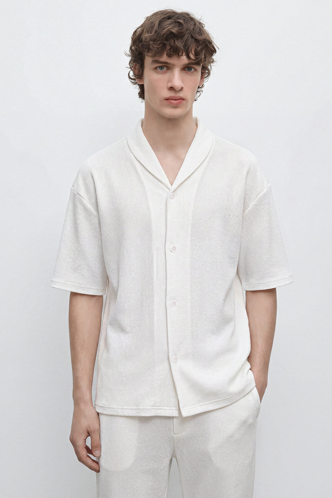 KOKO Craft Knit Relaxed Co-Ord Shirt – White