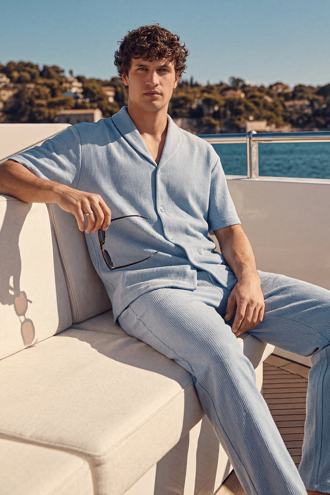 KOKO Craft Knit Relaxed Co-Ord Shirt – Light Blue