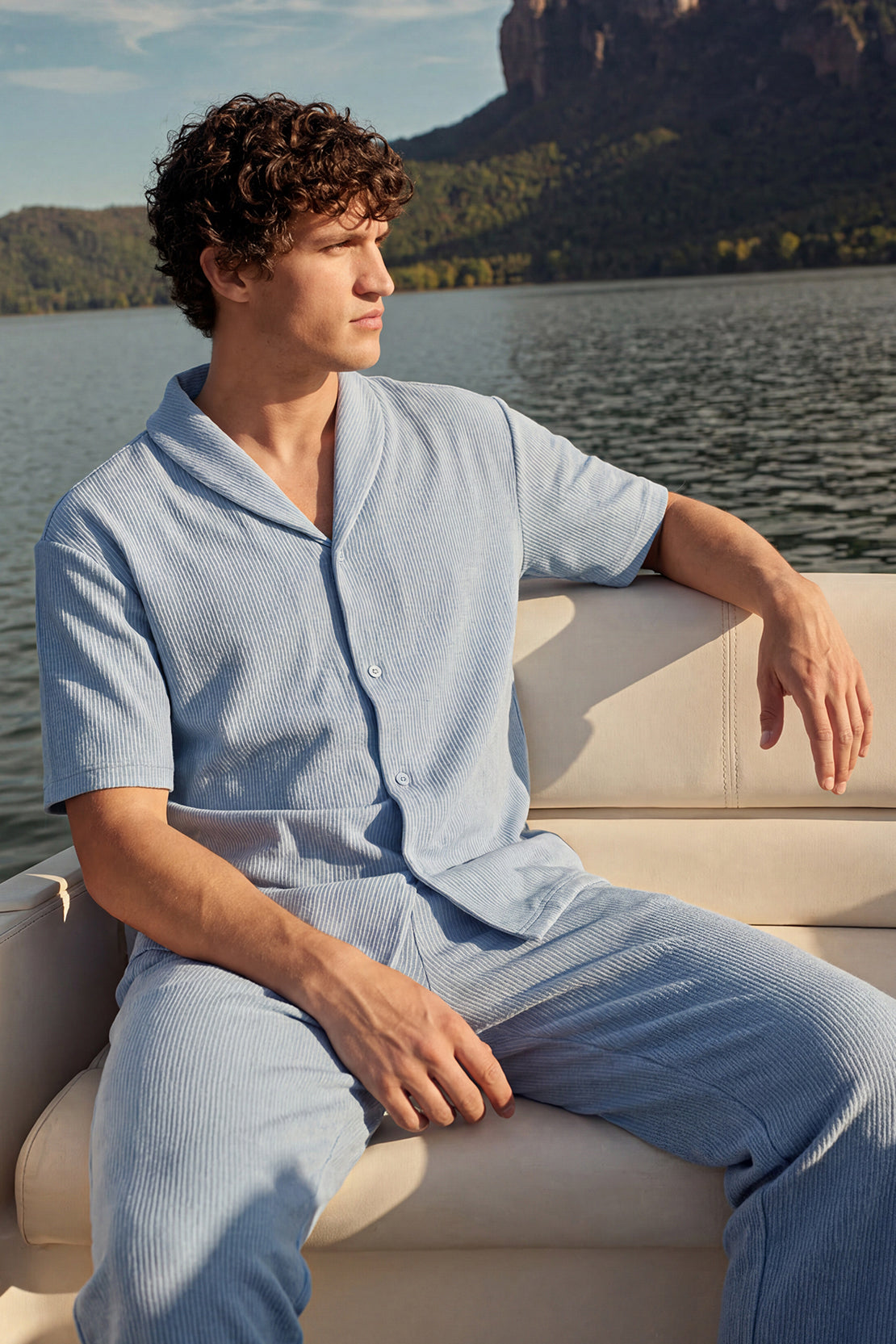 KOKO Craft Knit Relaxed Co-Ord Shirt – Light Blue