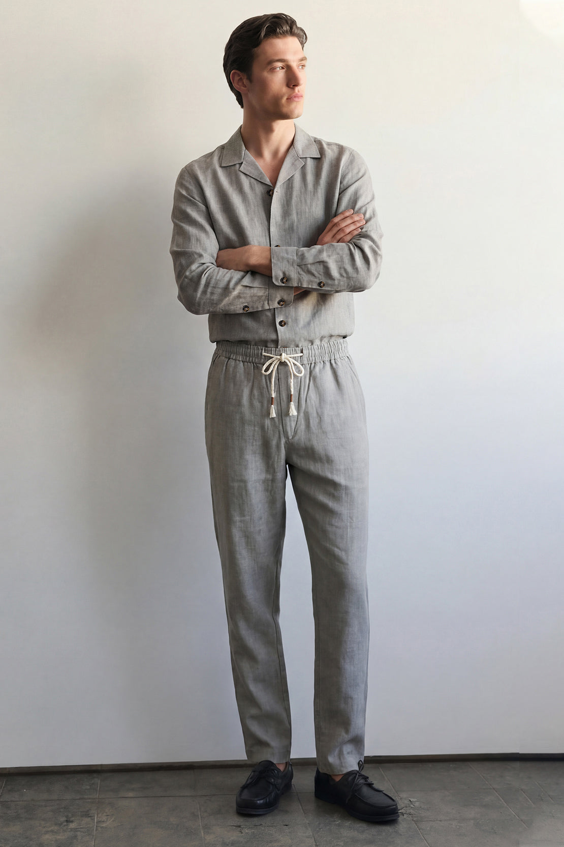 KOKO Linen Button-Down Shirt – Grey
