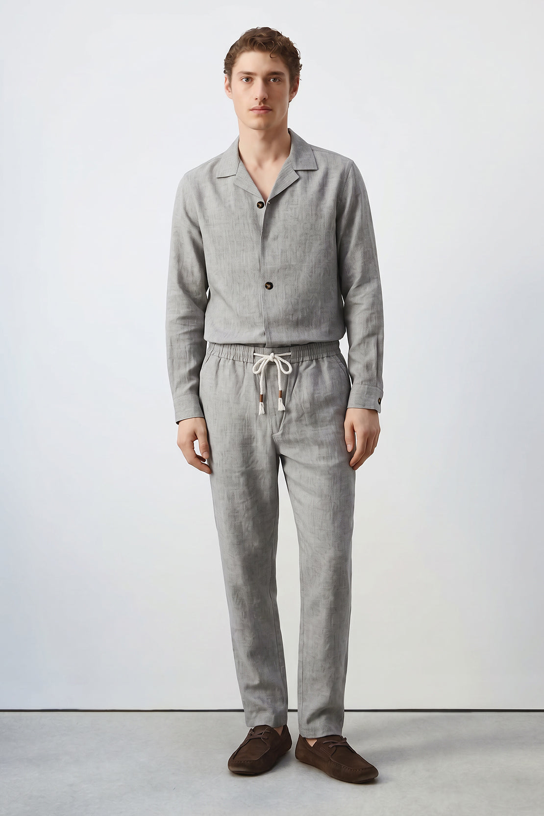 KOKO Linen Button-Down Shirt – Grey