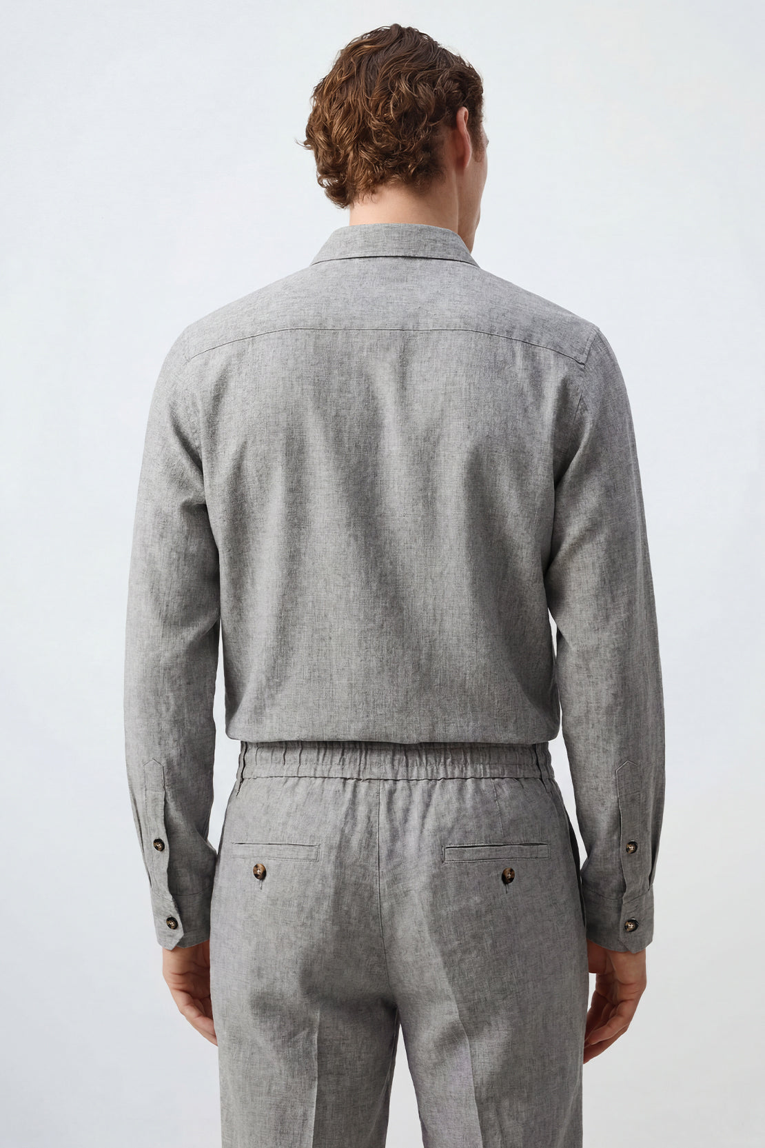 KOKO Linen Button-Down Shirt & Drawstring Relaxed Trouser – Grey