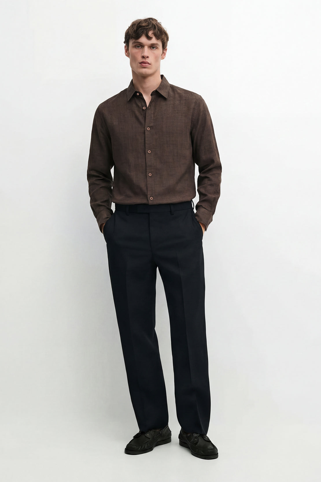 KOKO Cloud Weave Button-Down Shirt – Brown
