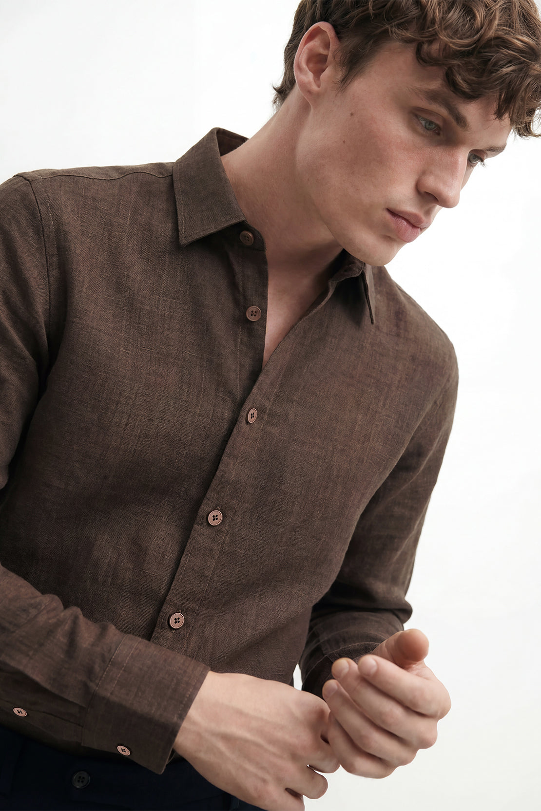 KOKO Cloud Weave Button-Down Shirt – Brown