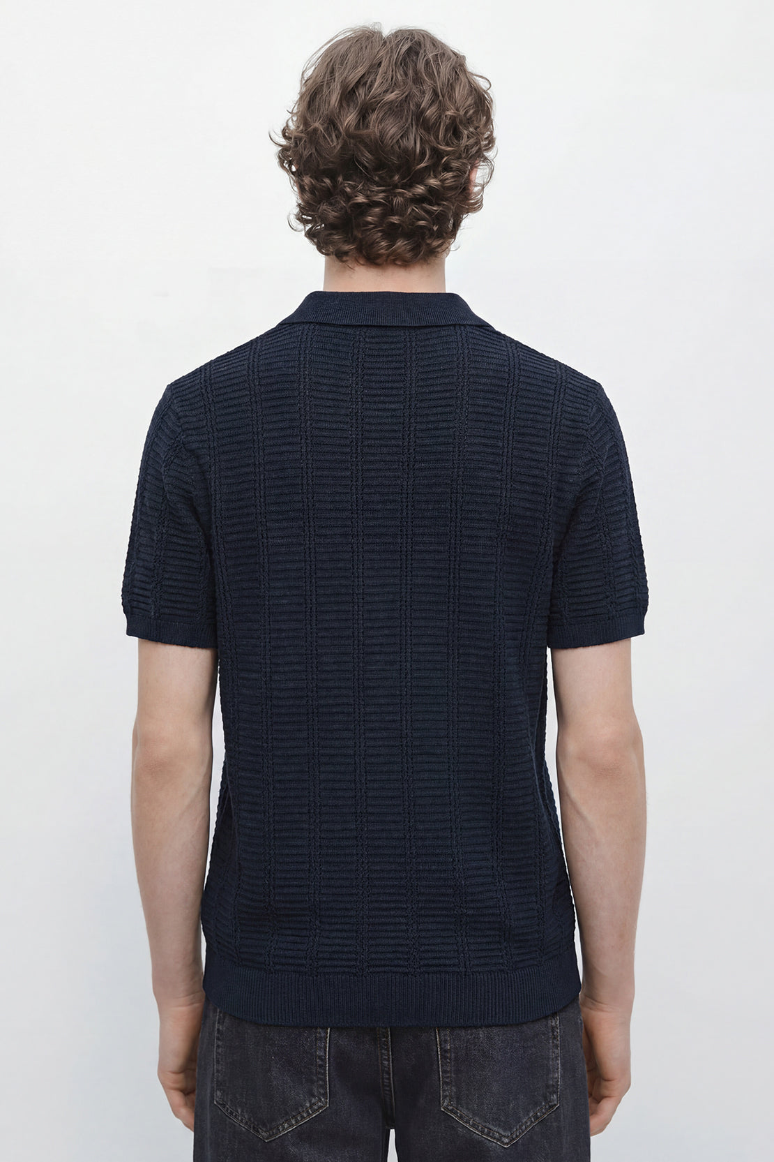 KOKO Sculpted Knit Polo – Navy Blue