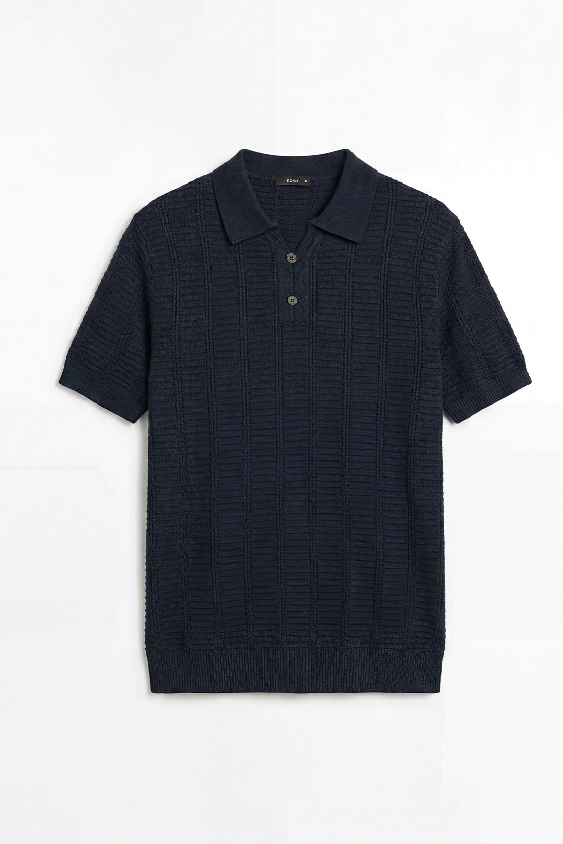 KOKO Sculpted Knit Polo – Navy Blue