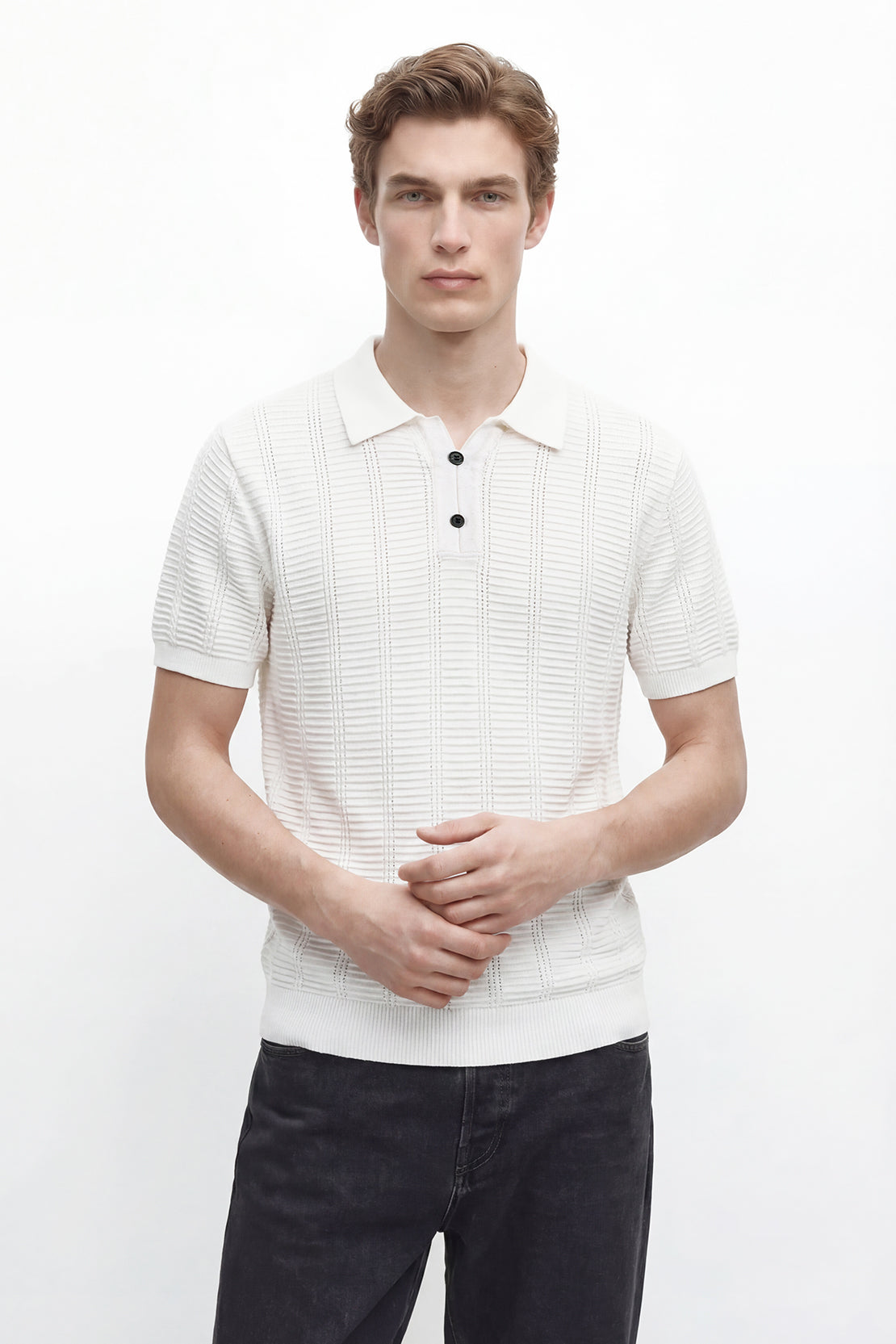 KOKO Sculpted Knit Polo – white