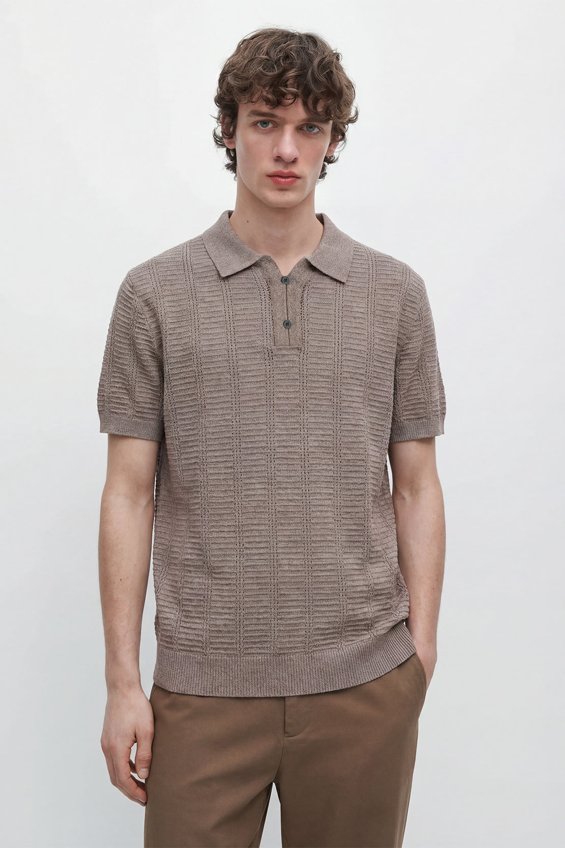 KOKO Sculpted Knit Polo – beige