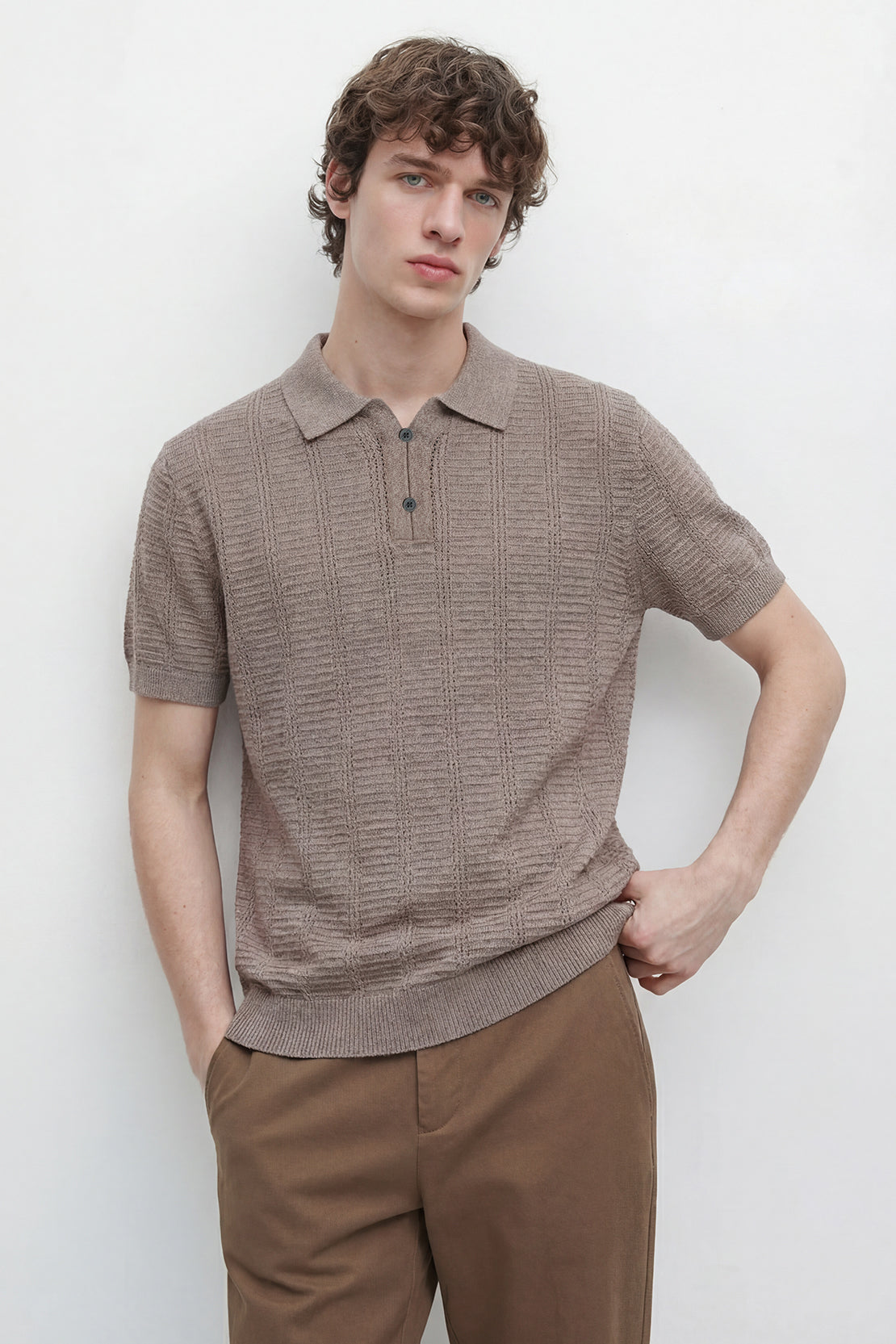 KOKO Sculpted Knit Polo – beige