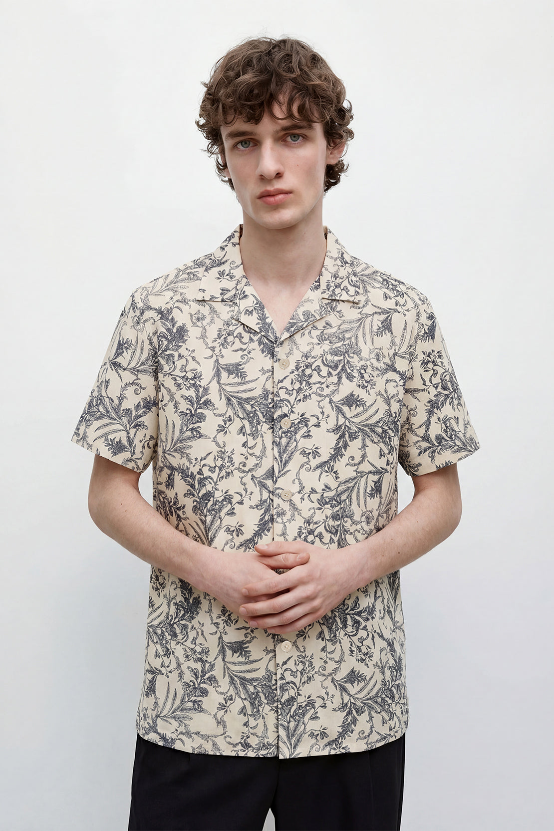 KOKO Linen Blend Button-Down Shirt – Beige
