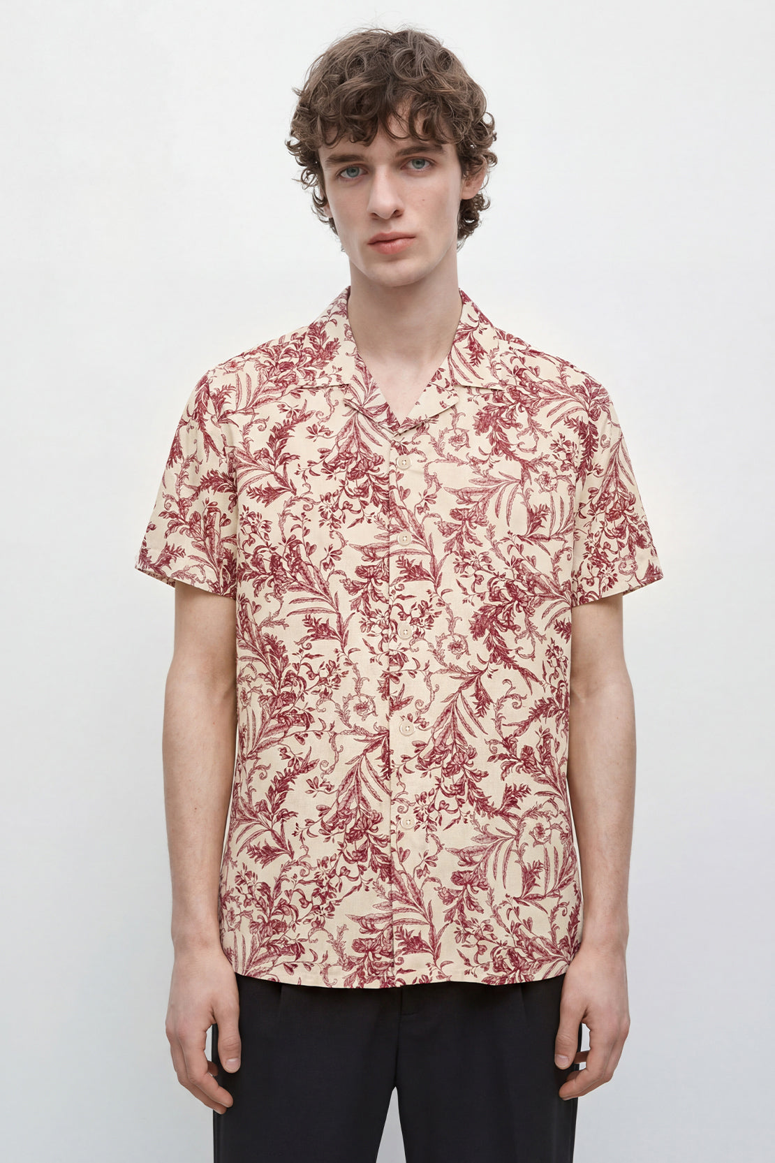 KOKO Linen Blend Button-Down Shirt – Red