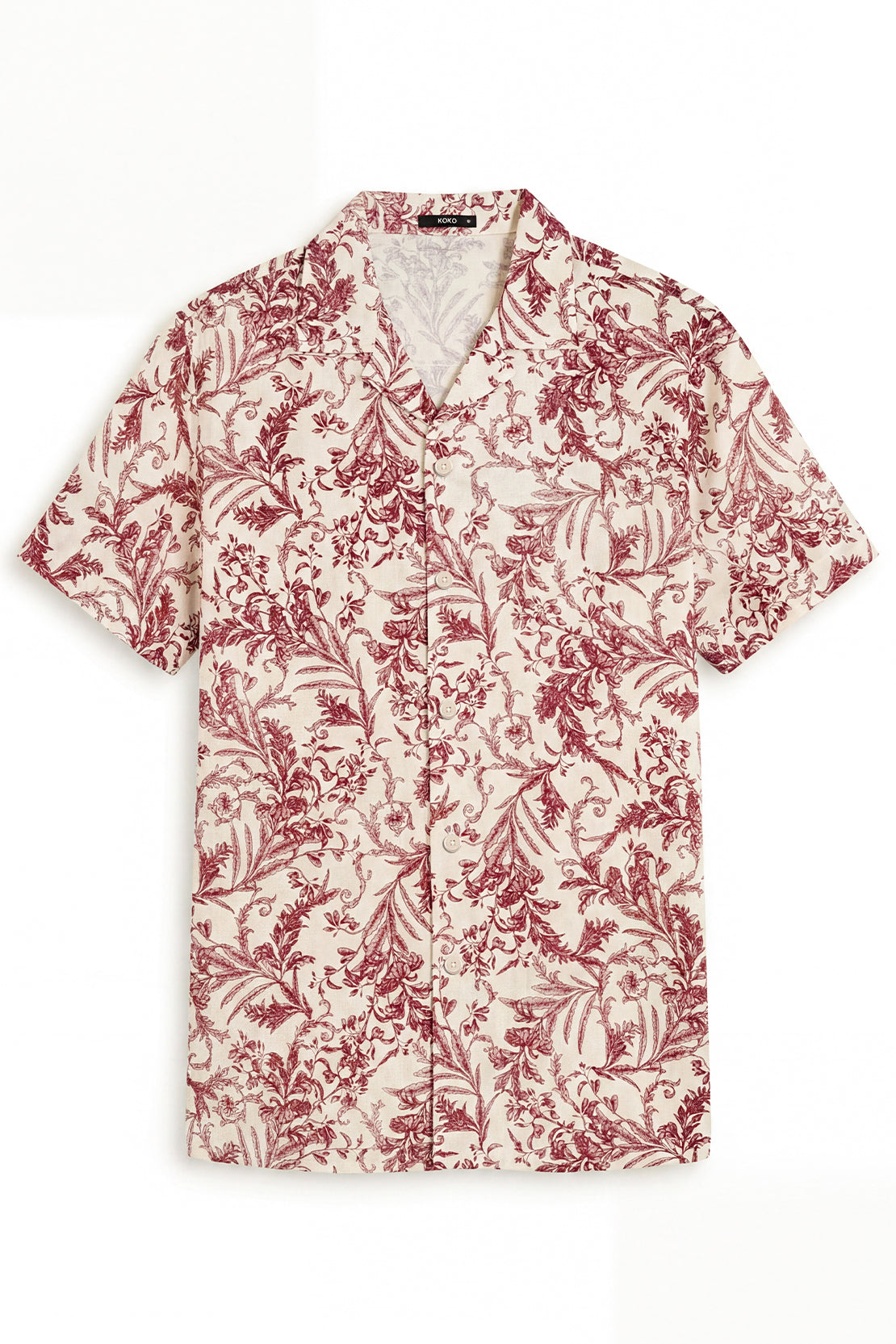 KOKO Linen Blend Button-Down Shirt – Red