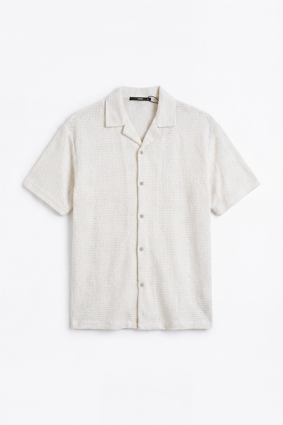 KOKO Grid Knit Button-Down Shirt – white