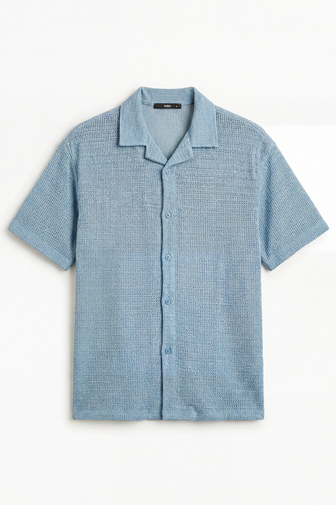 KOKO Grid Knit Button-Down Shirt – Light Blue