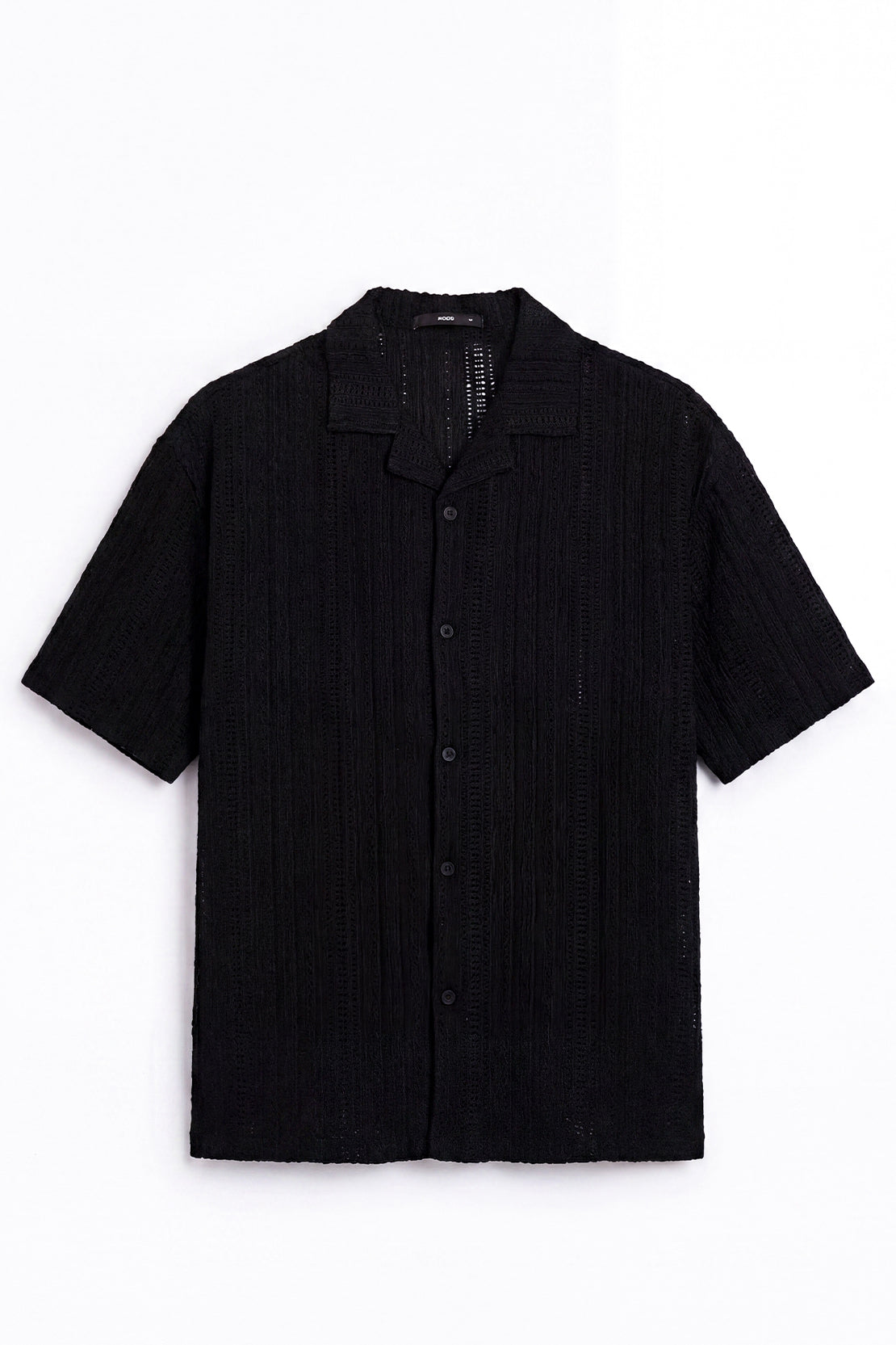 KOKO Bubble Knit Button-Down Shirt – Black