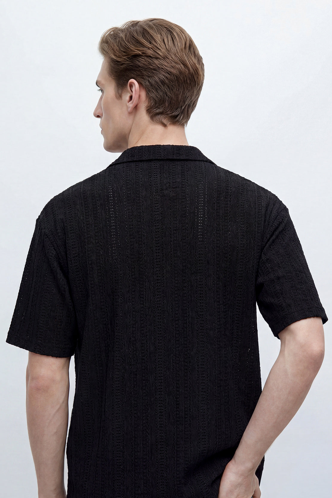 KOKO Bubble Knit Button-Down Shirt – Black