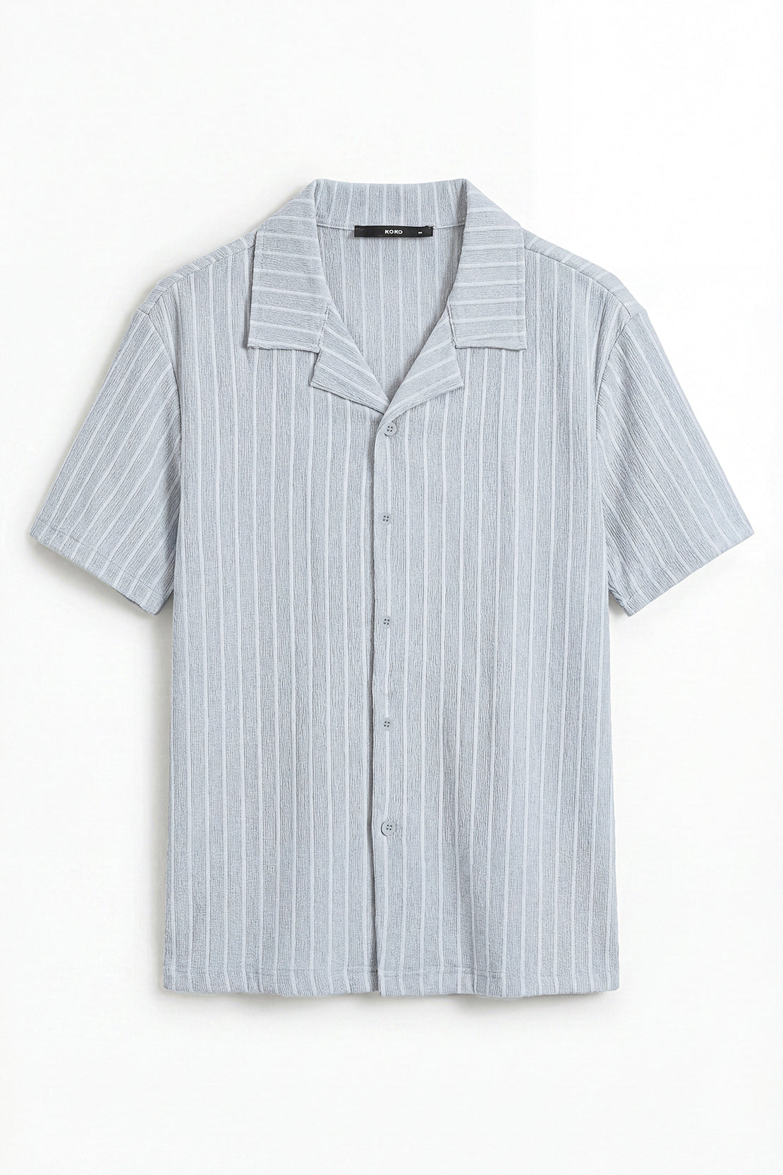 KOKO Cotton Ribbed Short Sleeve Shirt – Light Blue