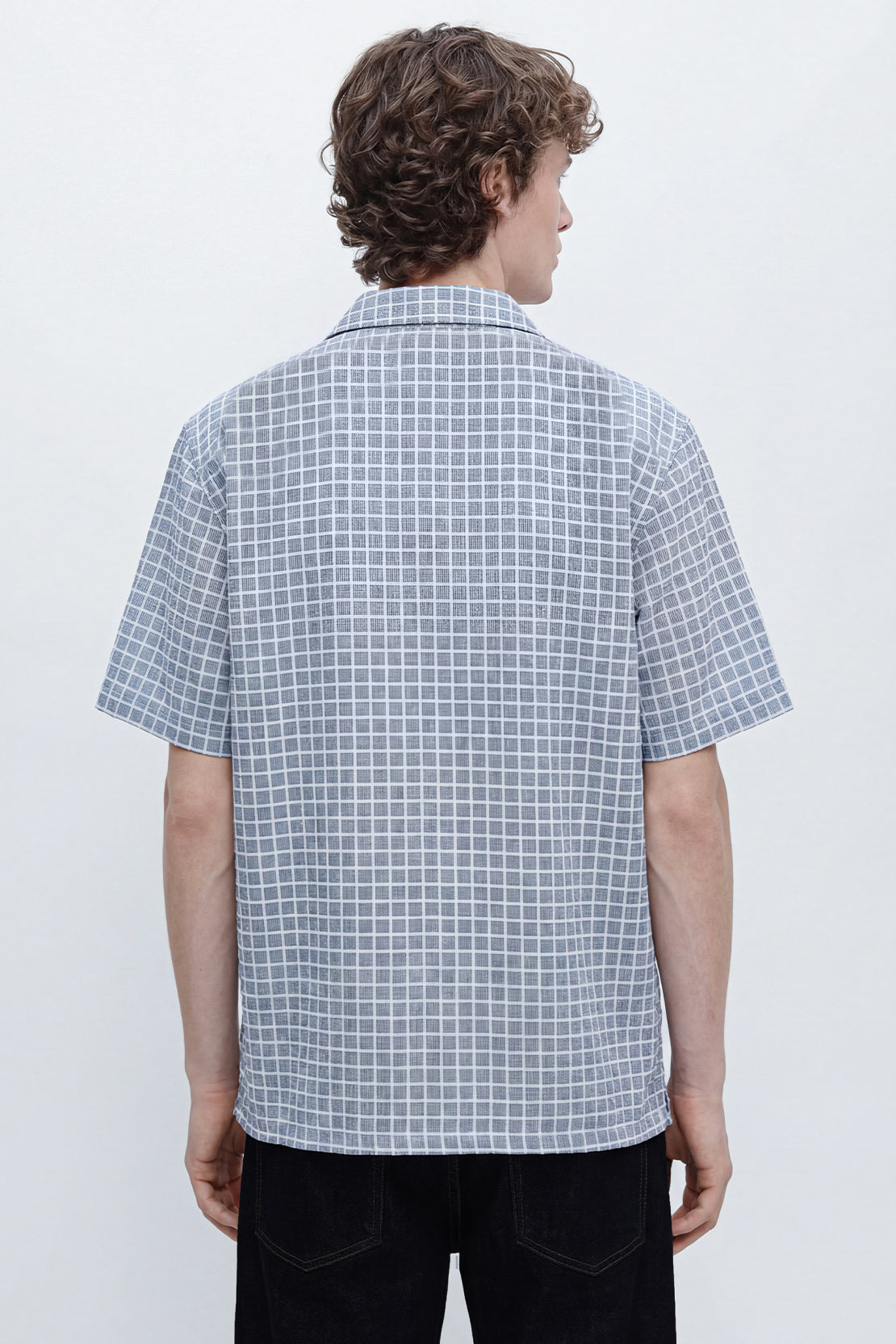 KOKO Checked Knit Button-Down Shirt – Blue