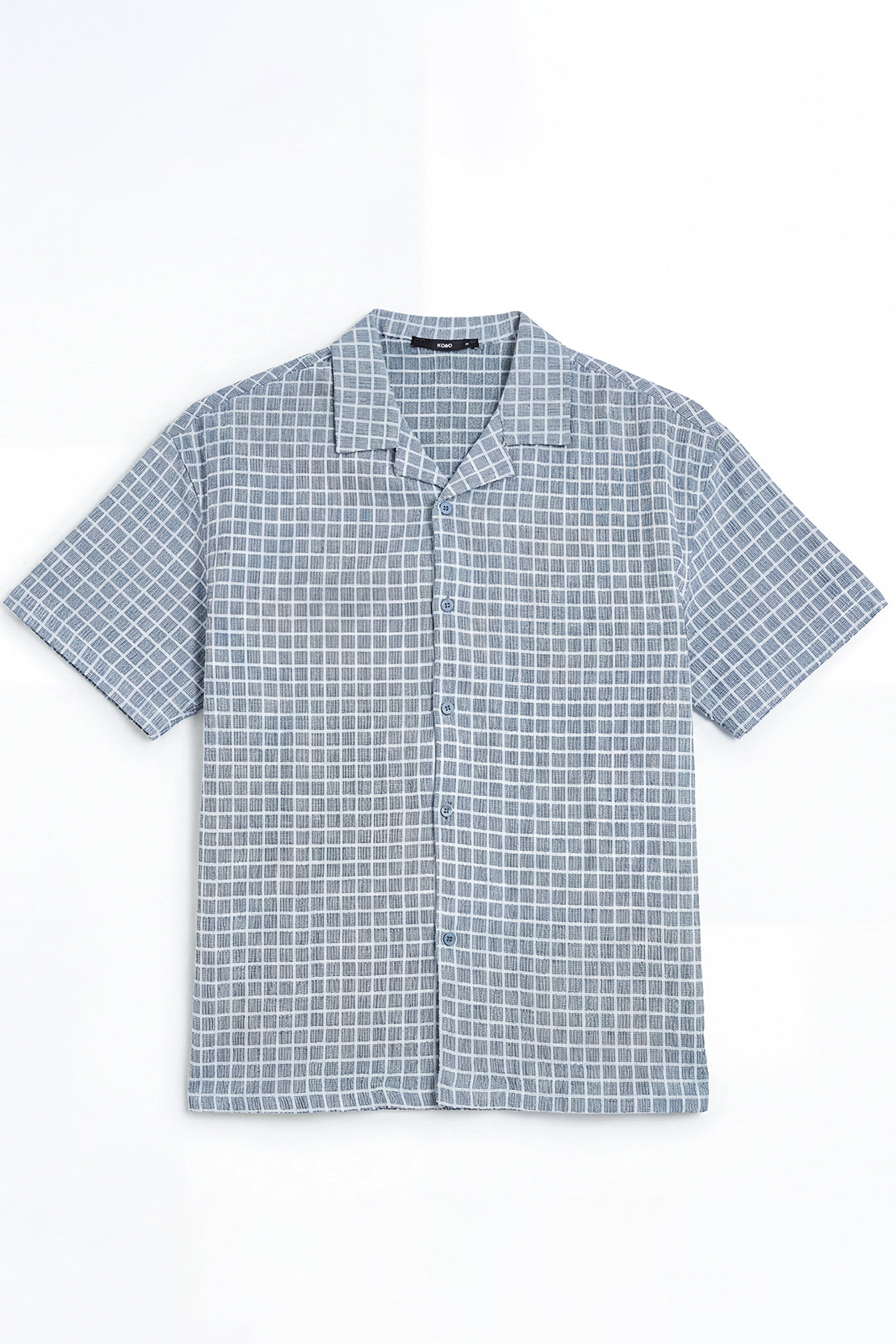 KOKO Checked Knit Button-Down Shirt – Blue