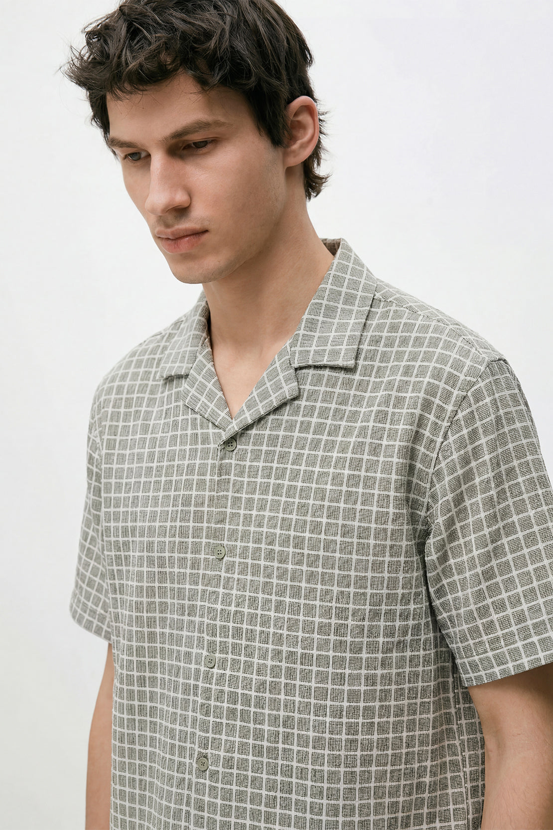 KOKO Checked Knit Button-Down Shirt – Green