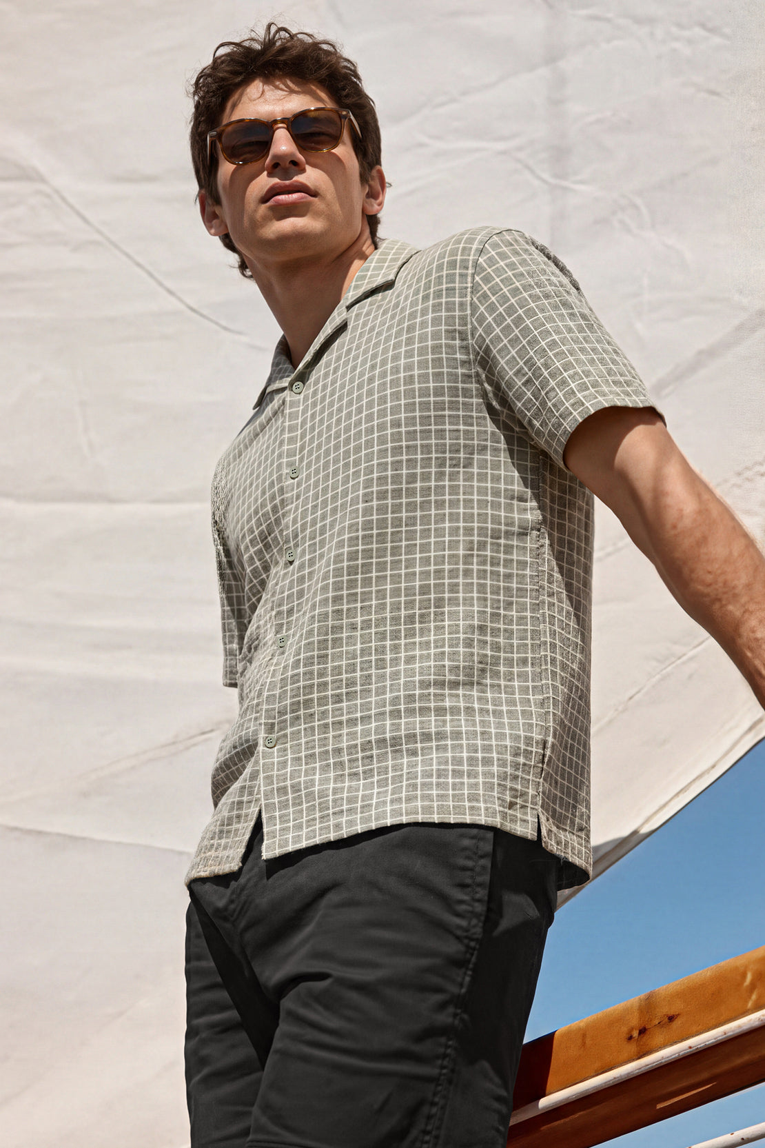 KOKO Checked Knit Button-Down Shirt – Green