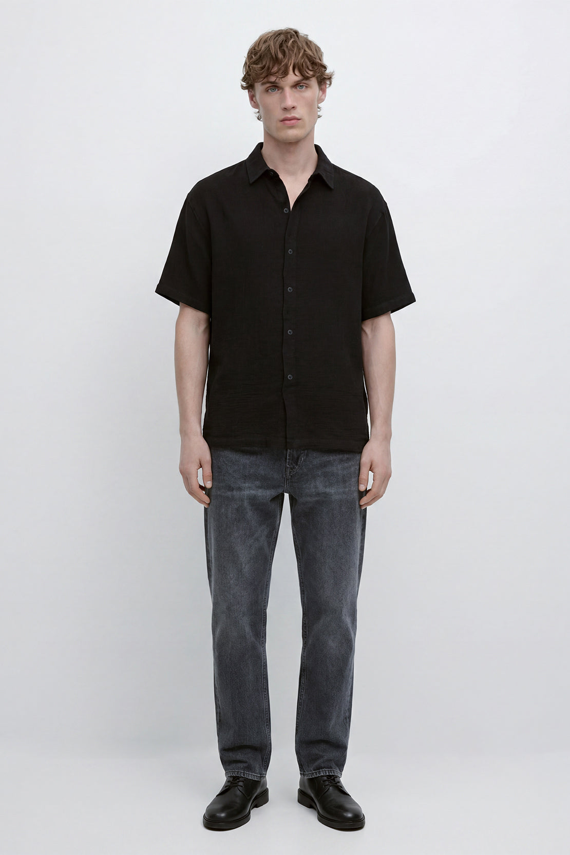 KOKO Air Muslin Button-Down Shirt – Black