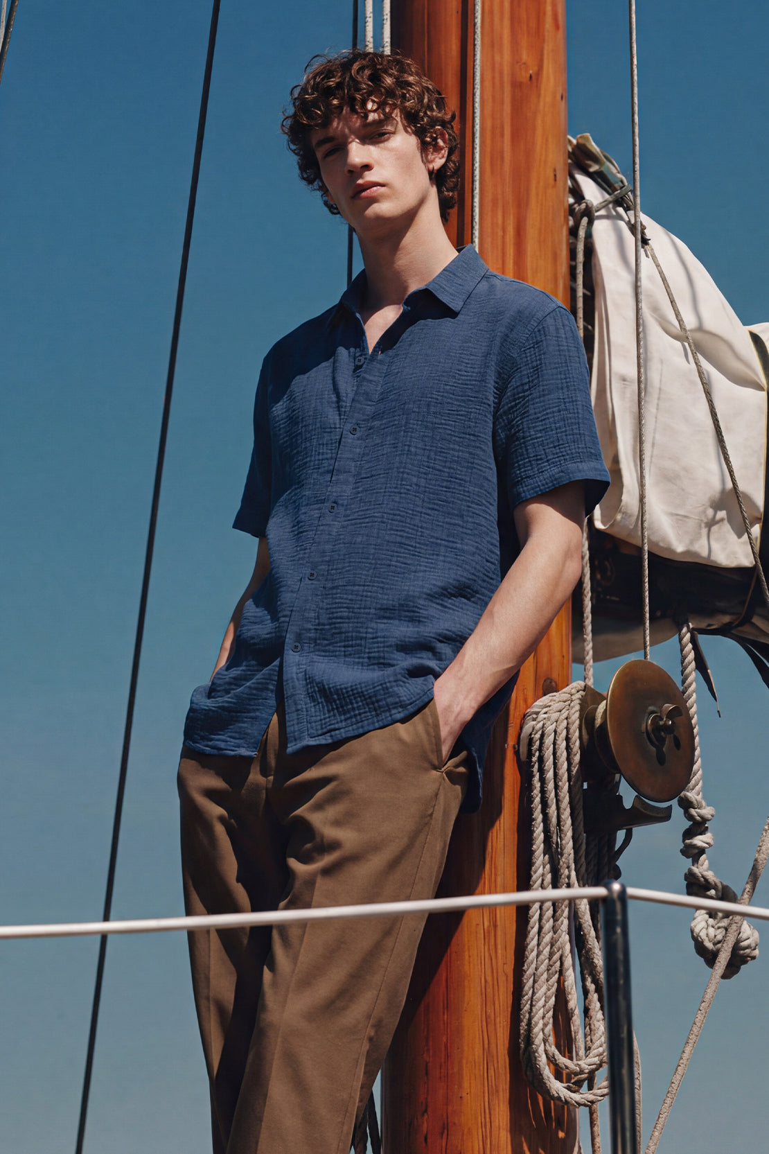 KOKO Air Muslin Button-Down Shirt – Navy
