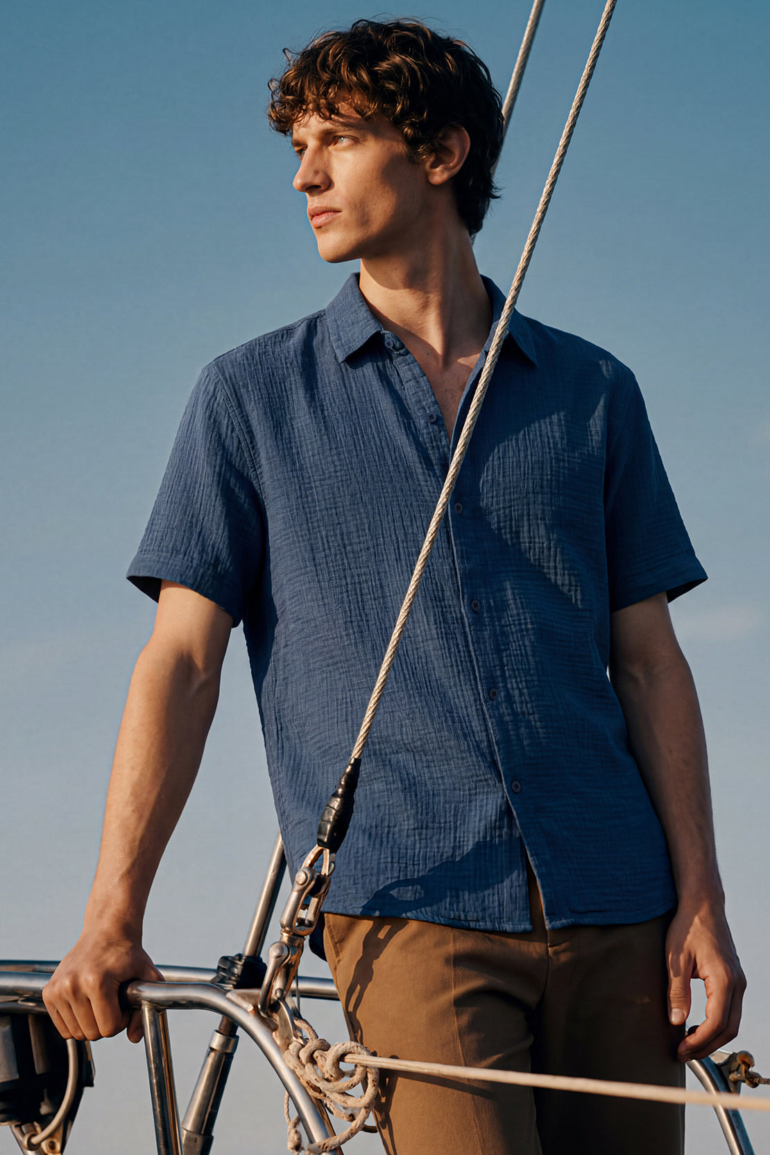 KOKO Air Muslin Button-Down Shirt – Navy